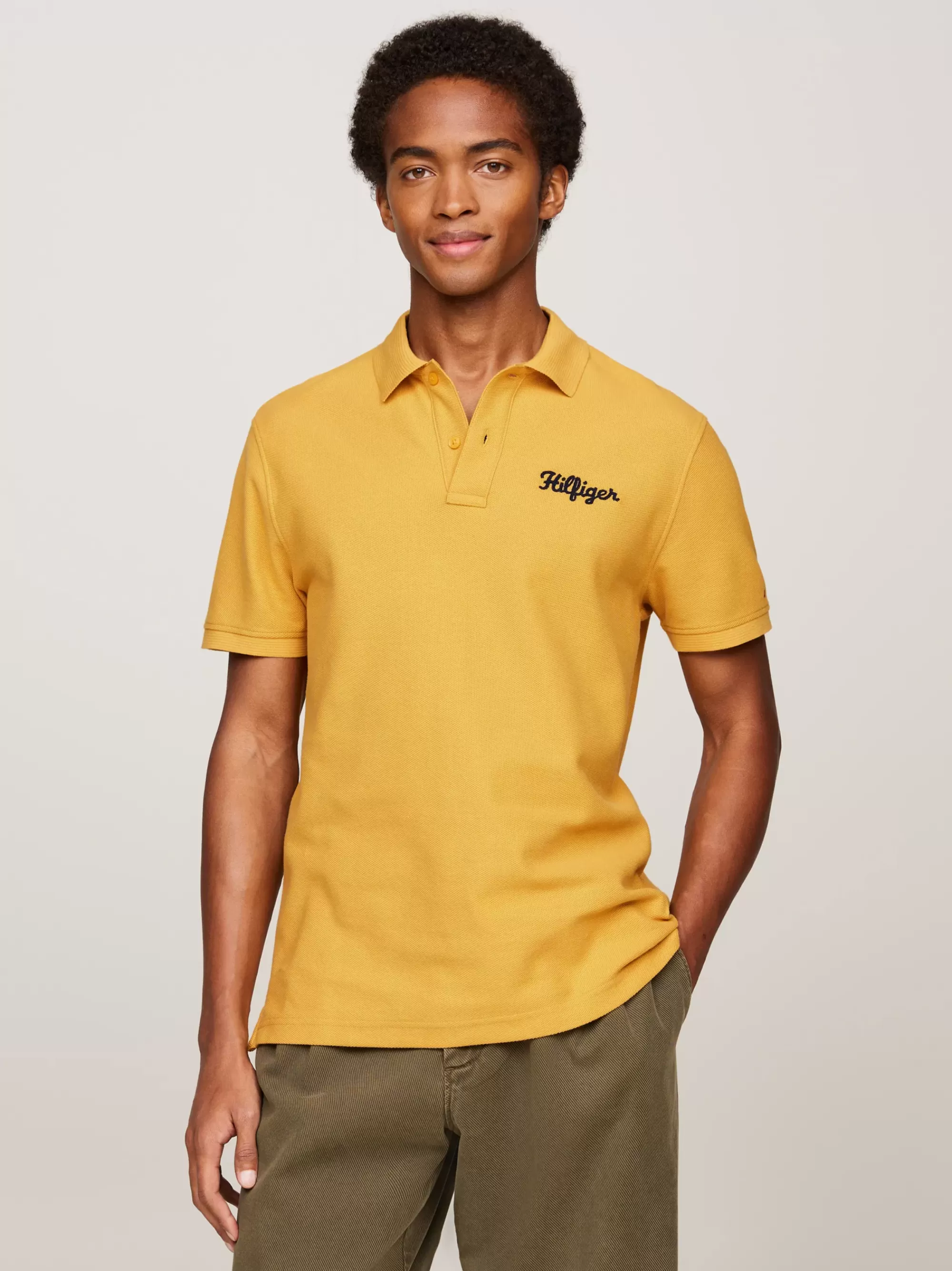 Polo's*Tommy Hilfiger Polo Met Geborduurd Kettingsteek-logo CITY YELLOW