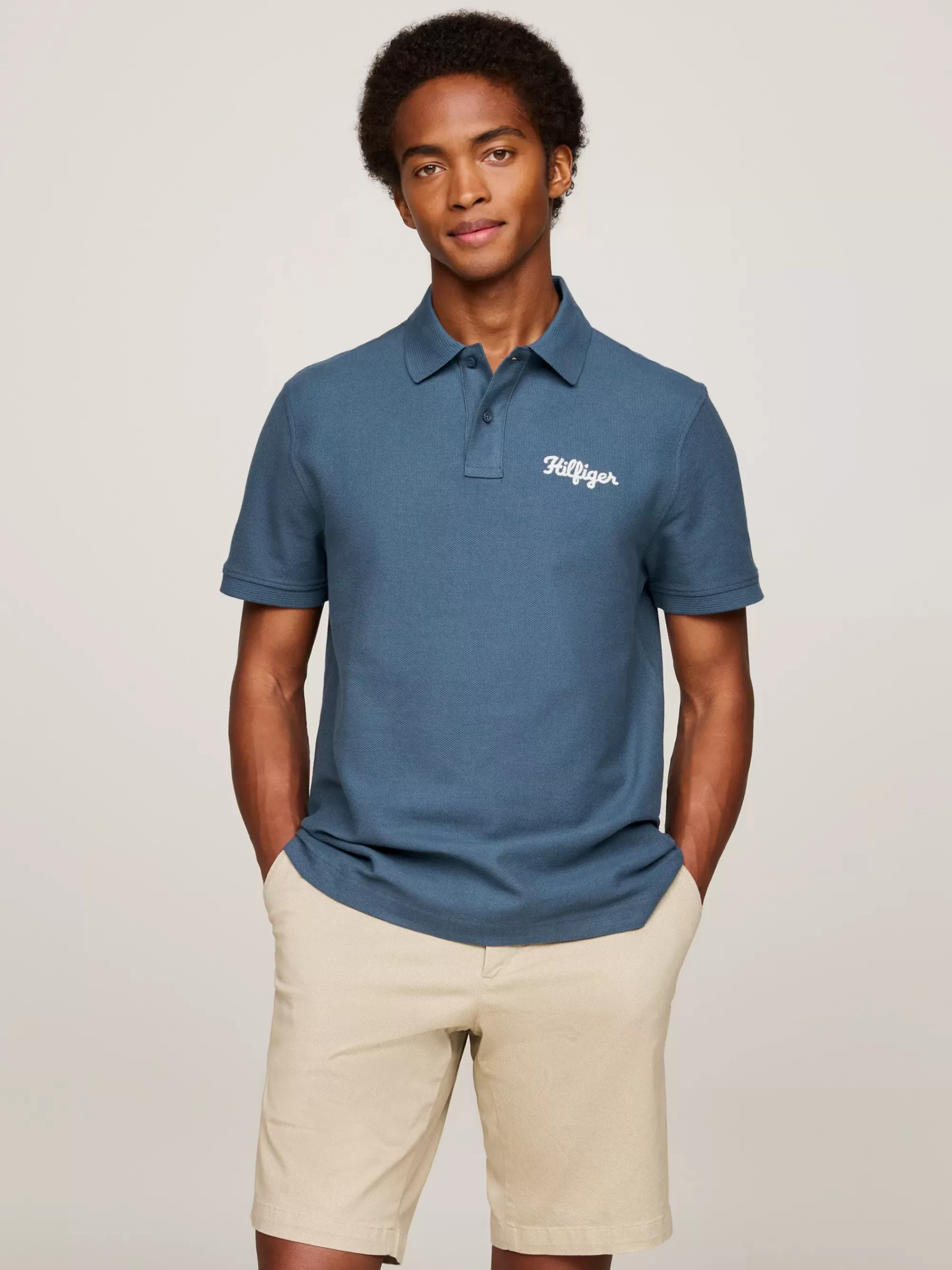 Polo's*Tommy Hilfiger Polo Met Geborduurd Kettingsteek-logo AEGEAN SEA