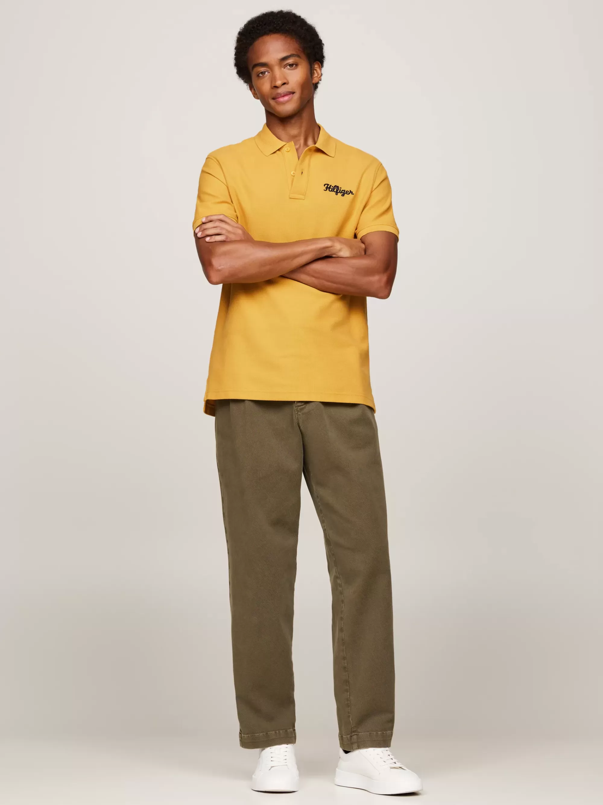 Polo's*Tommy Hilfiger Polo Met Geborduurd Kettingsteek-logo CITY YELLOW