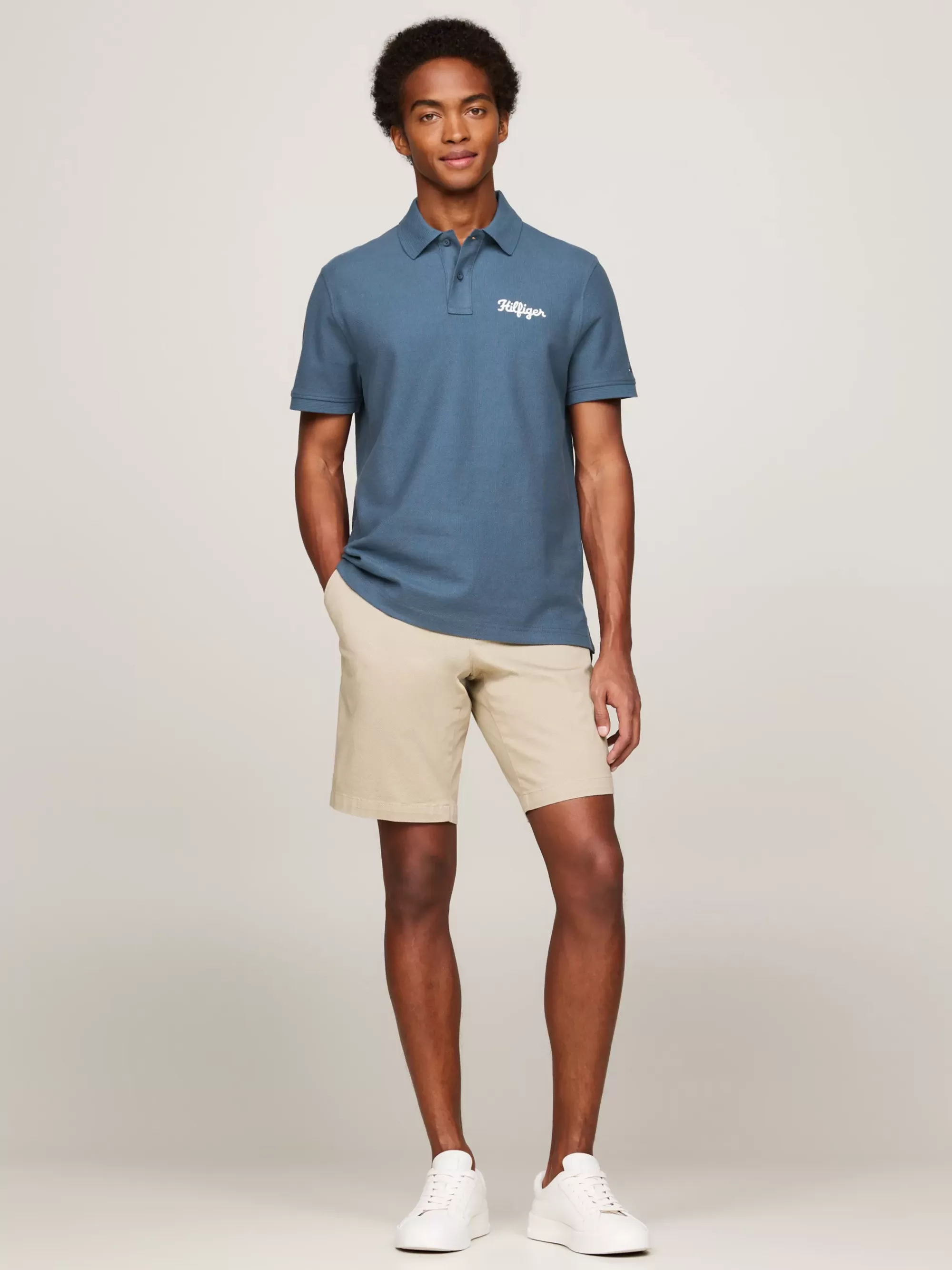 Polo's*Tommy Hilfiger Polo Met Geborduurd Kettingsteek-logo AEGEAN SEA
