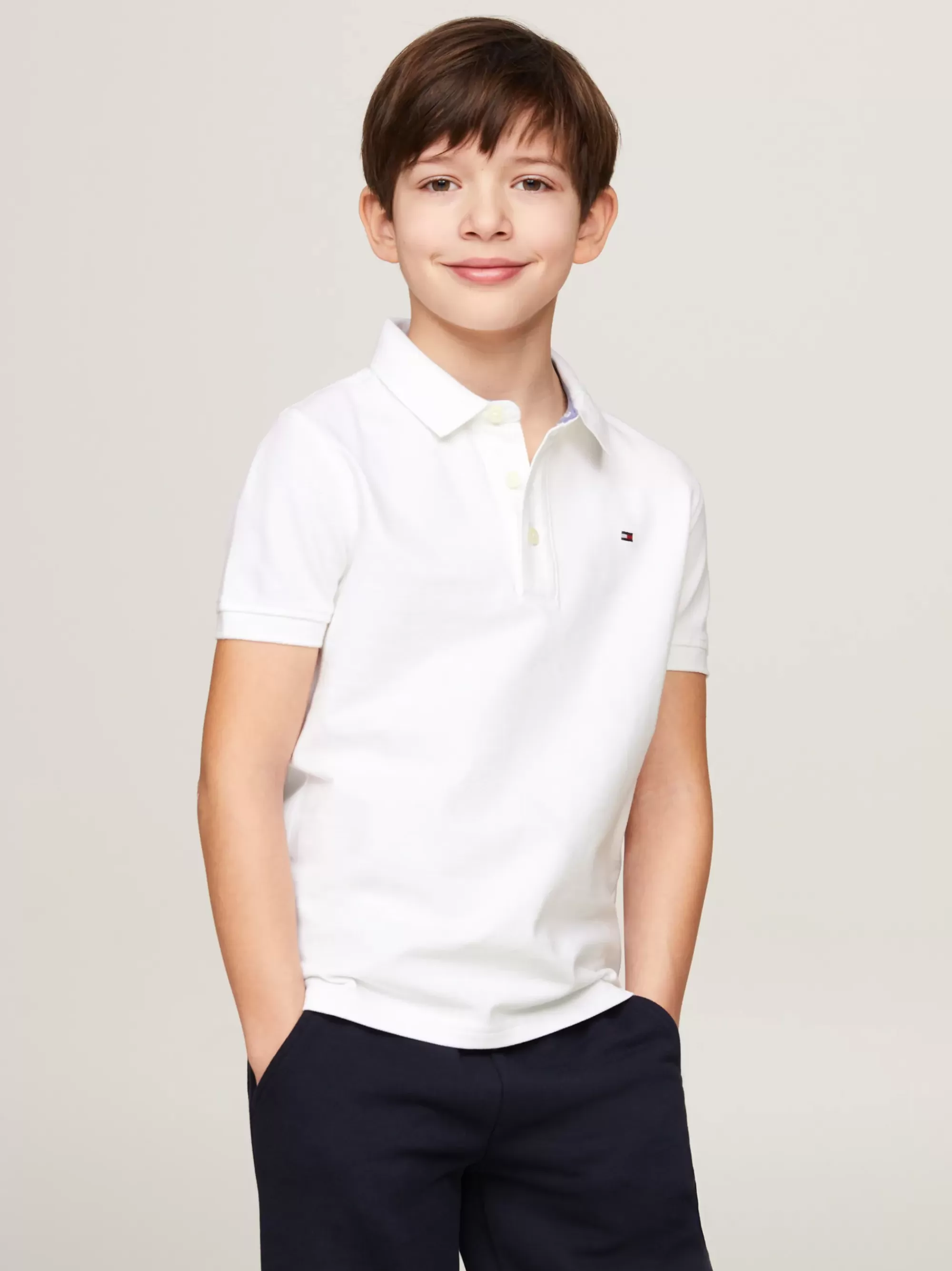 T-Shirts & Polo's*Tommy Hilfiger Poloshirt Van Puur Katoen BRIGHT WHITE
