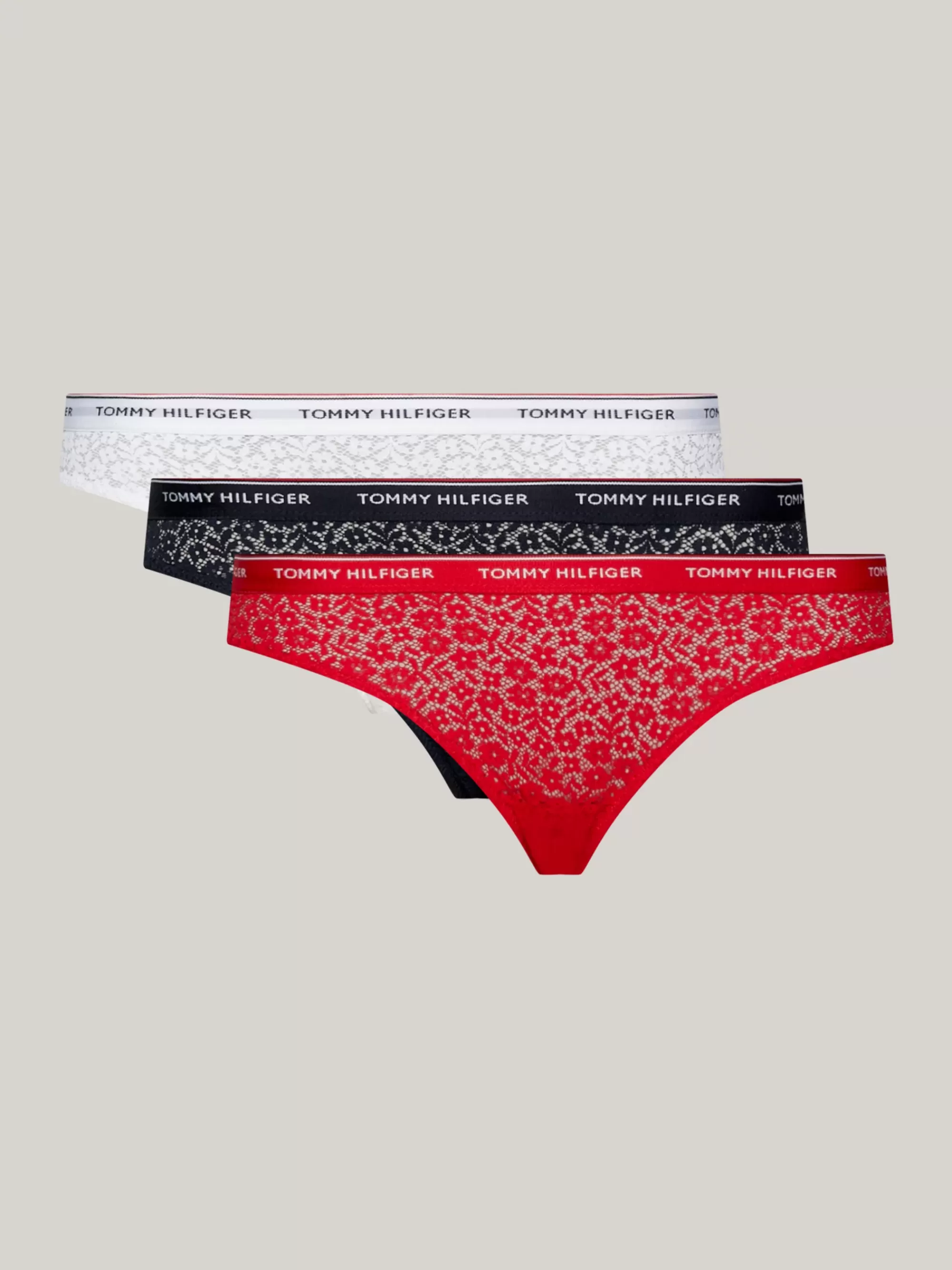 Slips | Lingerie*Tommy Hilfiger Premium Essential Set Van 3 Slips Met Kant DESERT SKY/WHITE/PRIMARY RED
