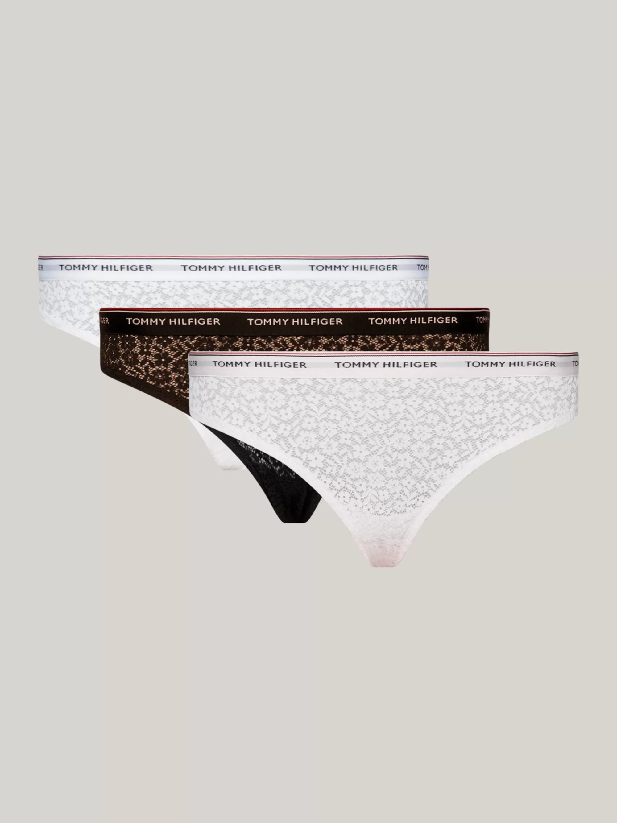Slips | Lingerie*Tommy Hilfiger Premium Essential Set Van 3 Slips Met Kant BLACK/WHITE/LIGHT PINK