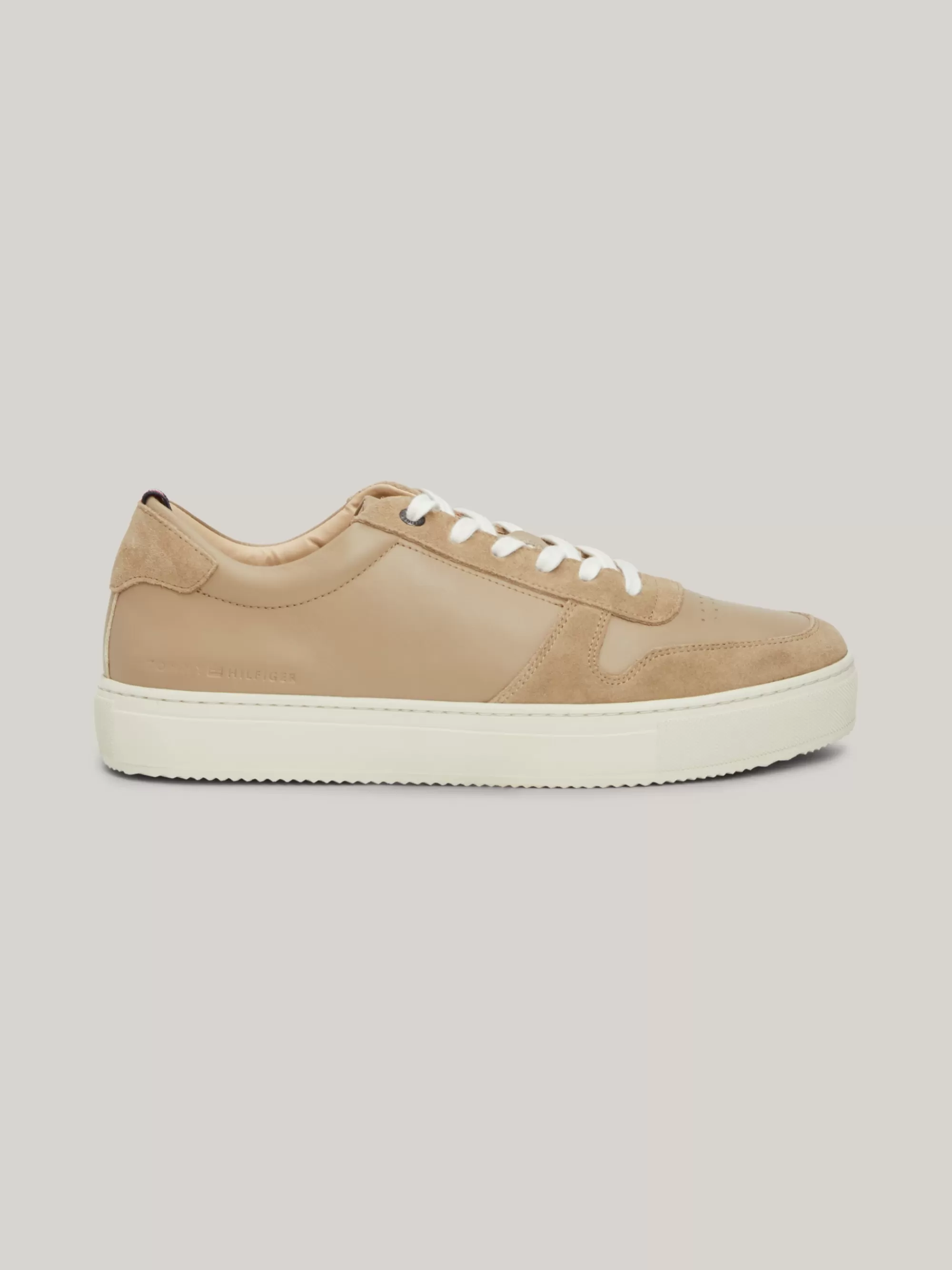 Sneakers*Tommy Hilfiger Premium Leren Sneaker Met Logo BEIGE