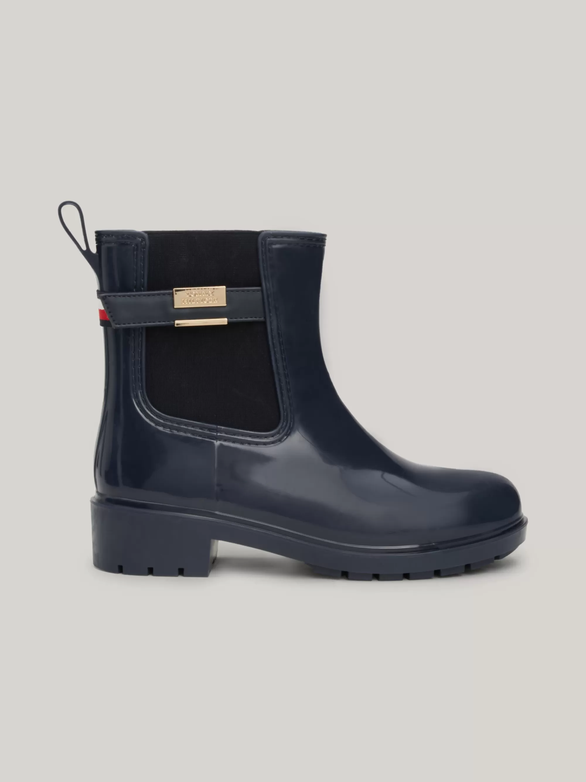 Laarzen & Enkellaarzen*Tommy Hilfiger Profiel Regenlaars Met Blokhak En Riem SPACE BLUE