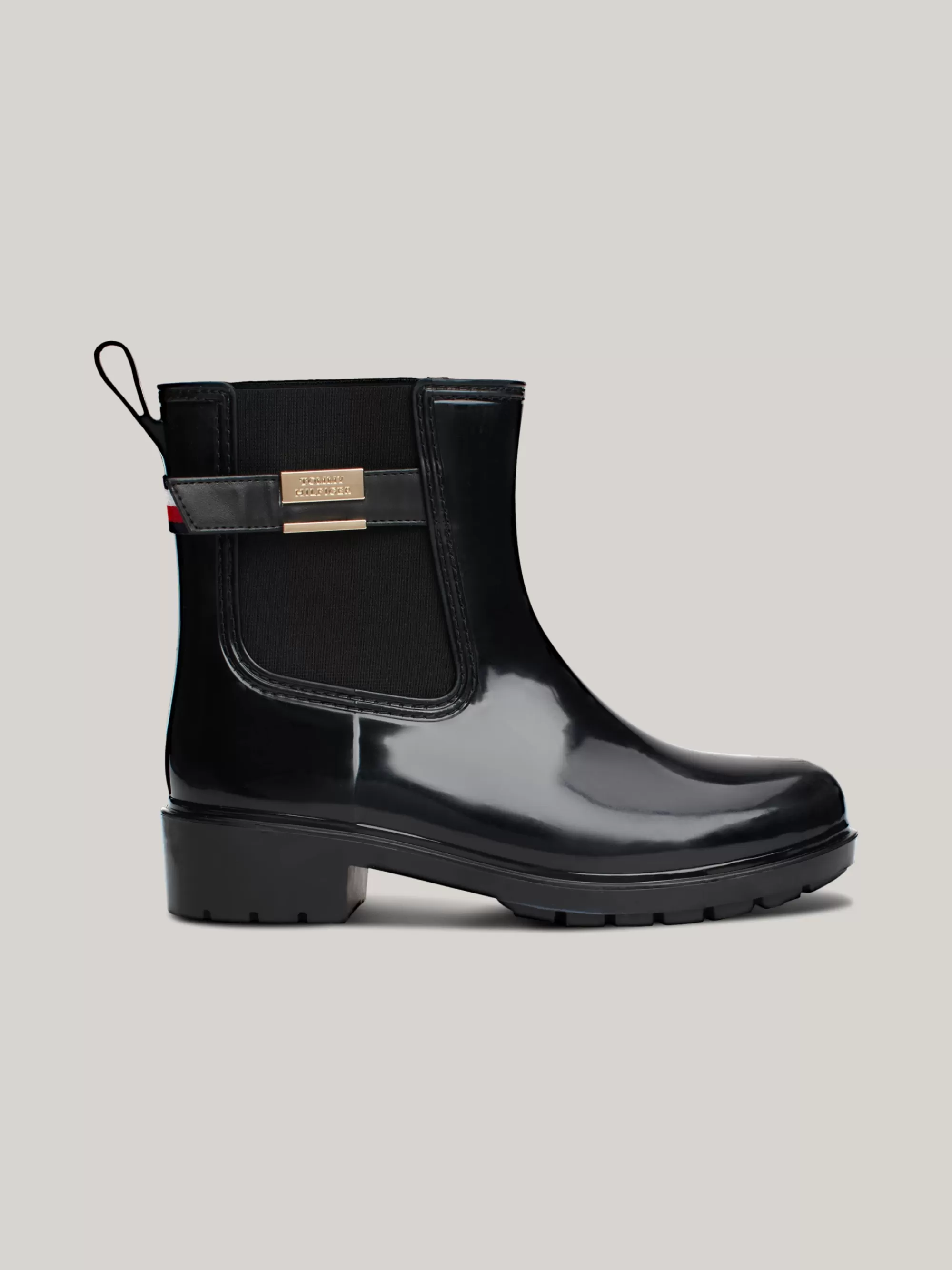 Laarzen & Enkellaarzen*Tommy Hilfiger Profiel Regenlaars Met Blokhak En Riem BLACK