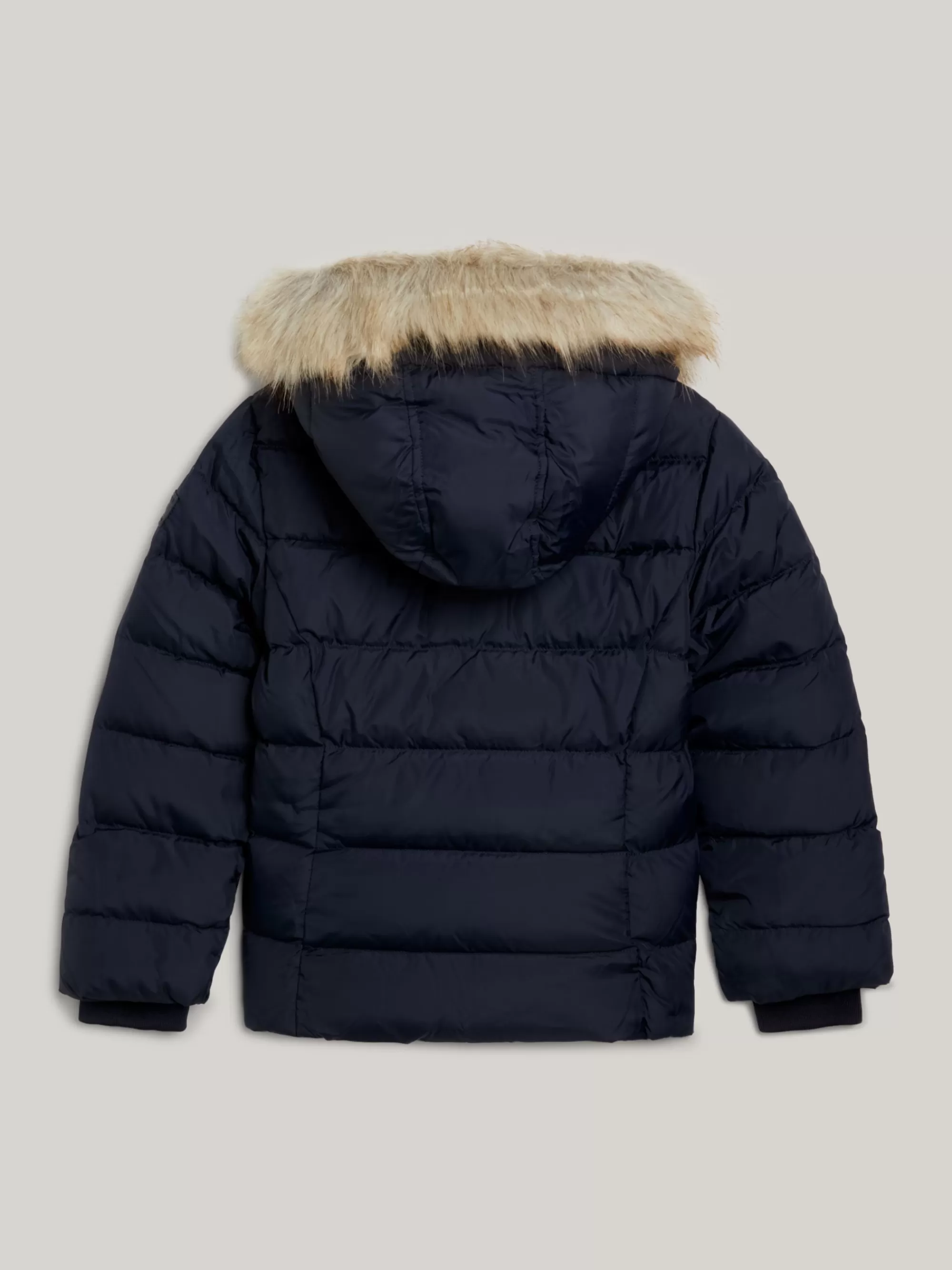Jassen & Jacks*Tommy Hilfiger Pufferjack Met Capuchon Met Imitatiebont DESERT SKY