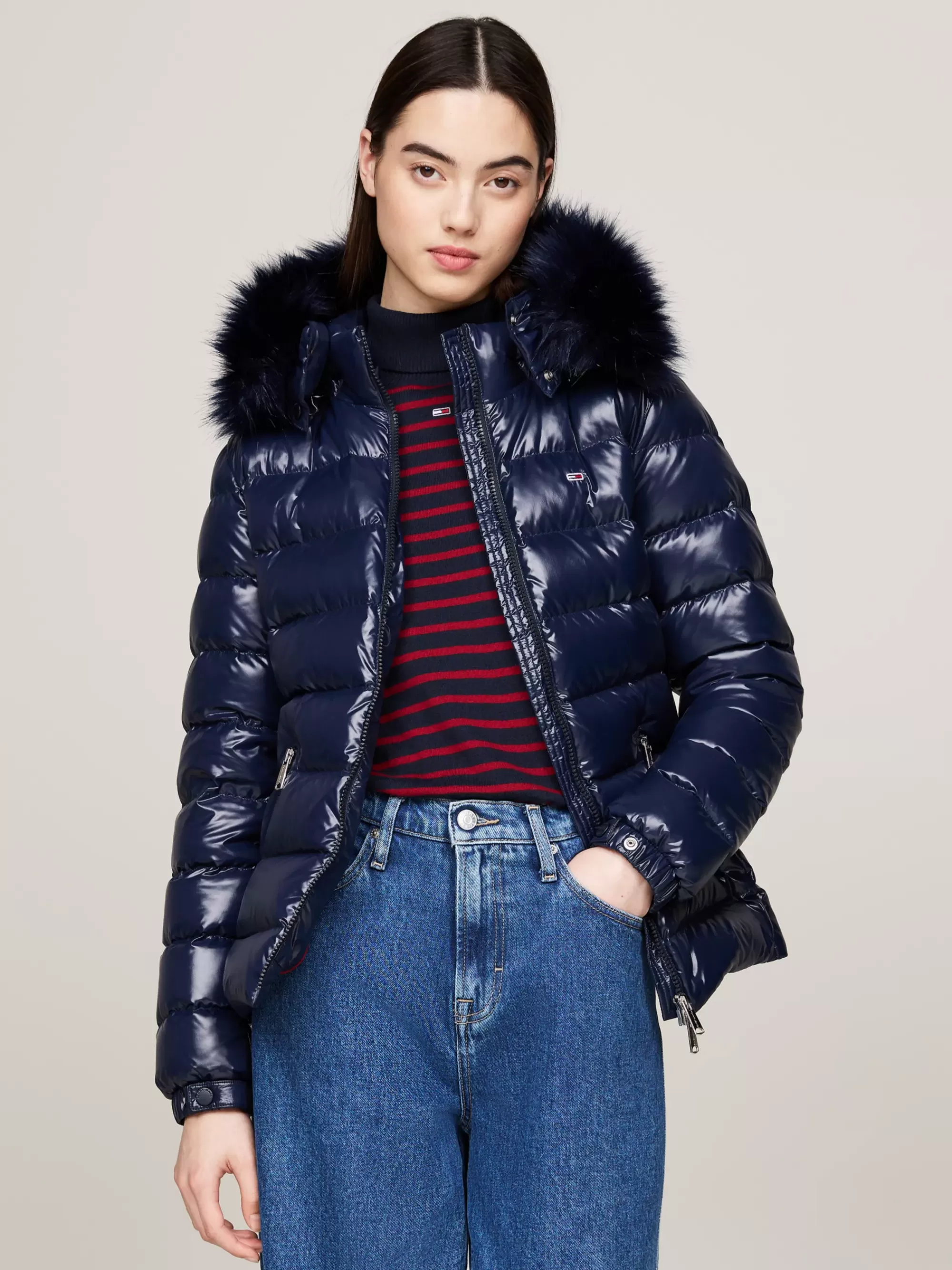 Jassen & Jacks*Tommy Hilfiger Pufferjack Met Donsvulling En Capuchon DARK NIGHT NAVY