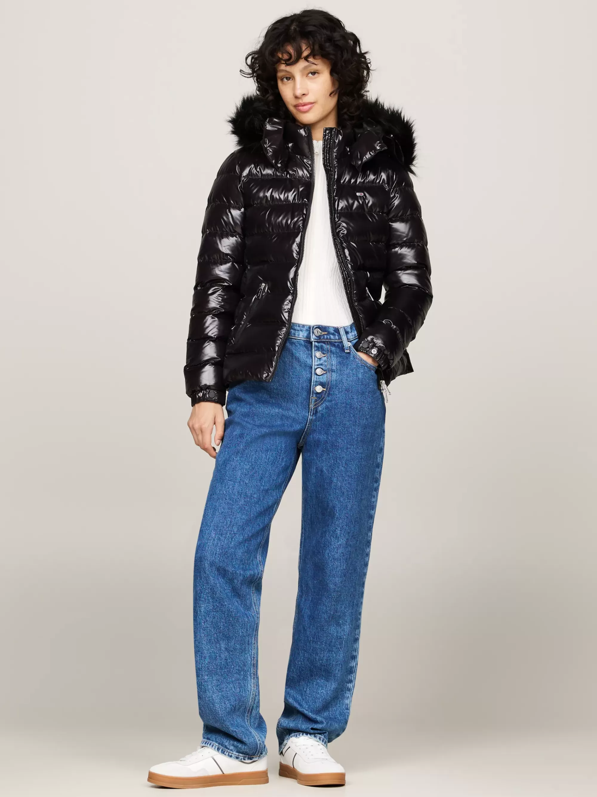 Jassen & Jacks*Tommy Hilfiger Pufferjack Met Donsvulling En Capuchon BLACK