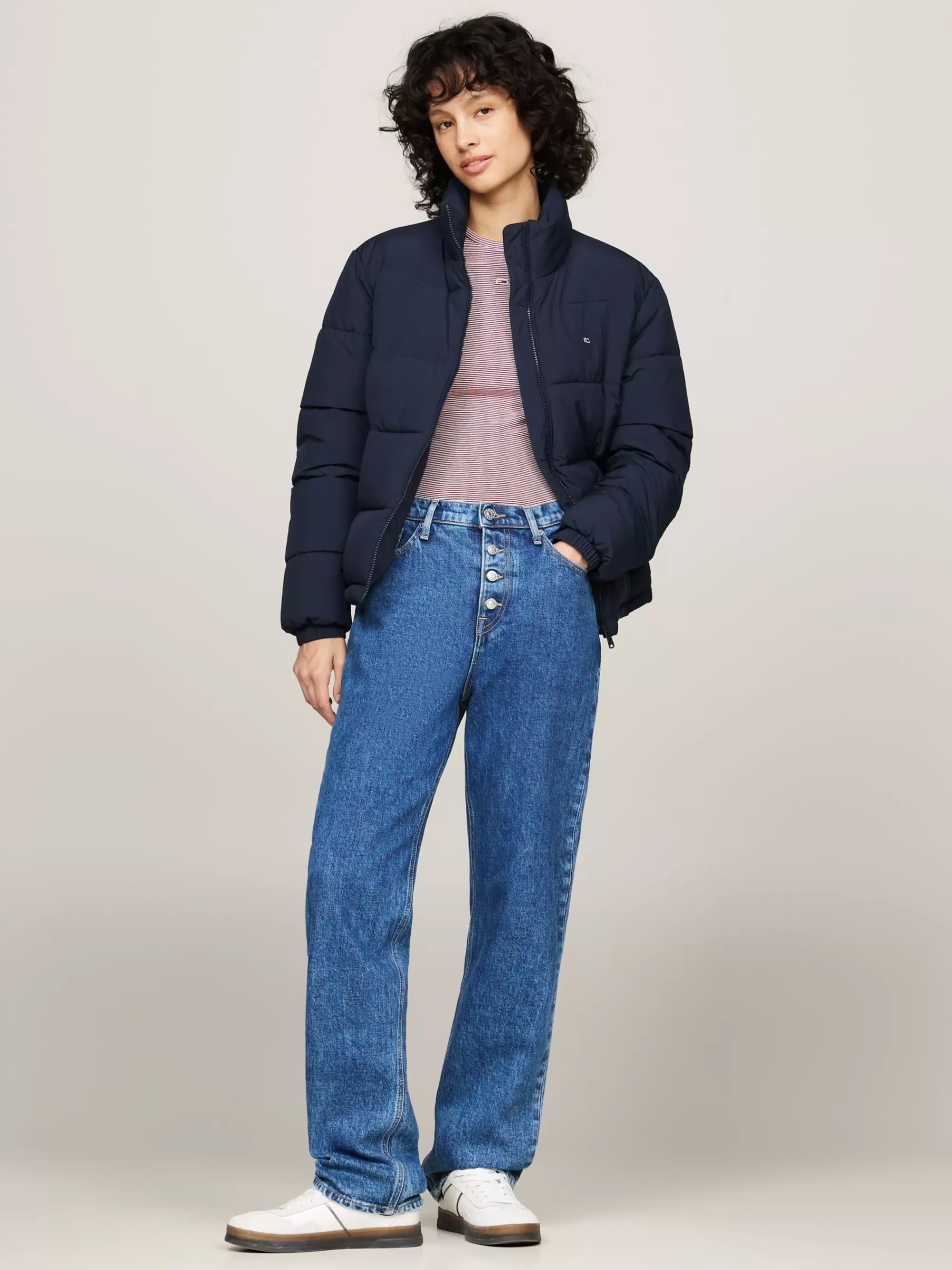 Jassen & Jacks*Tommy Hilfiger Pufferjack Met Opstaande Kraag En Rits DARK NIGHT NAVY