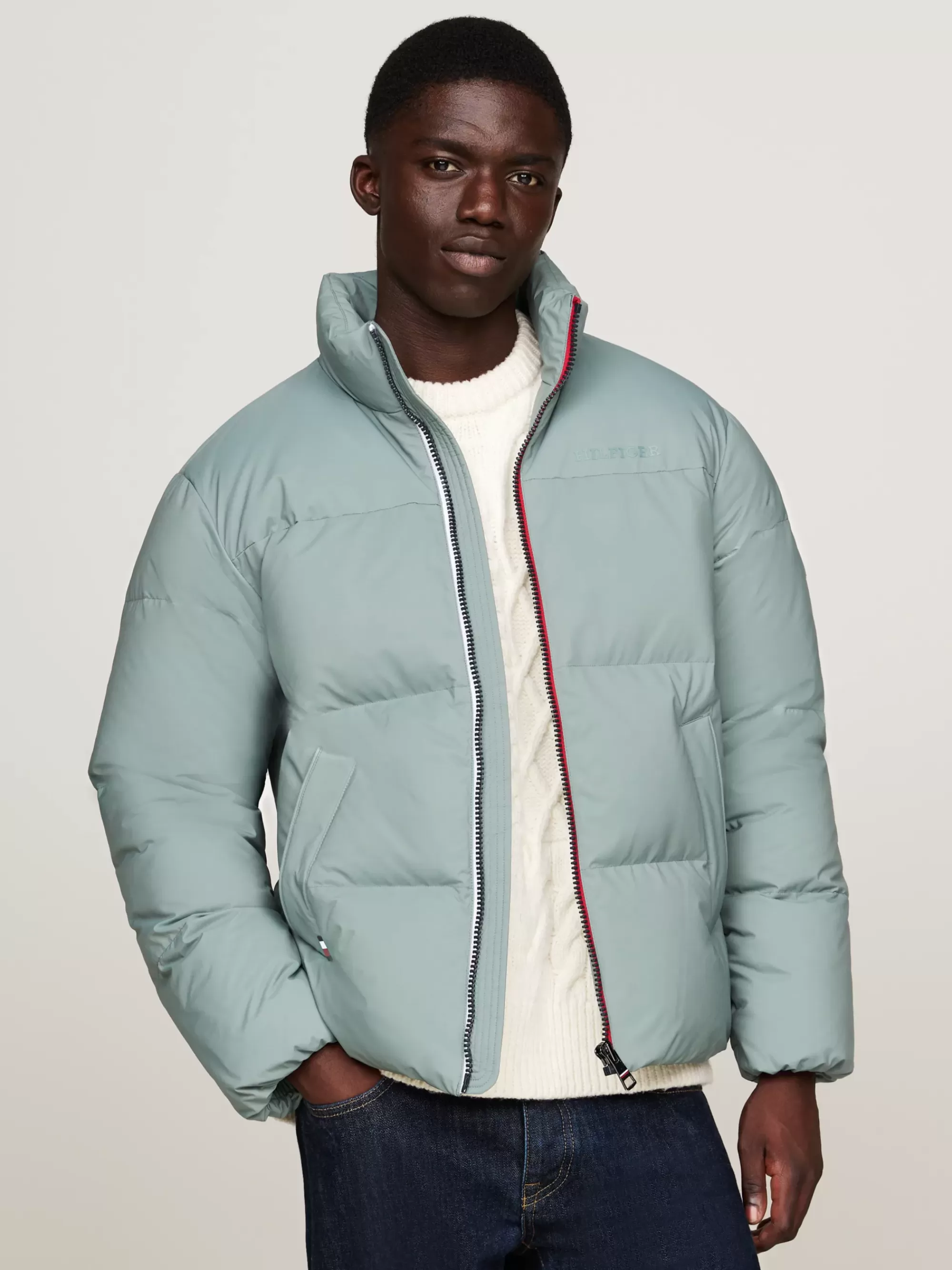 Jassen & Jacks*Tommy Hilfiger Pufferjack Met Signature-rits GRAVITY GREEN
