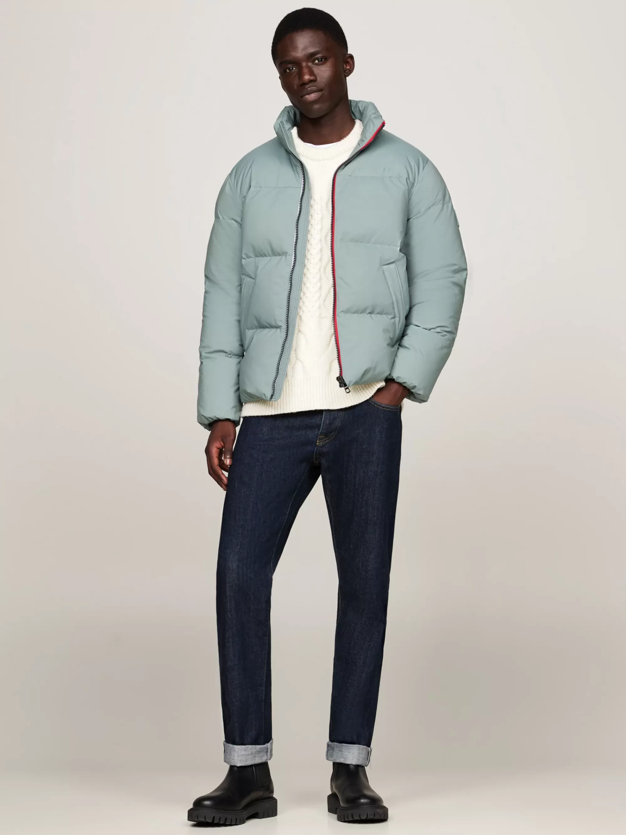 Jassen & Jacks*Tommy Hilfiger Pufferjack Met Signature-rits GRAVITY GREEN