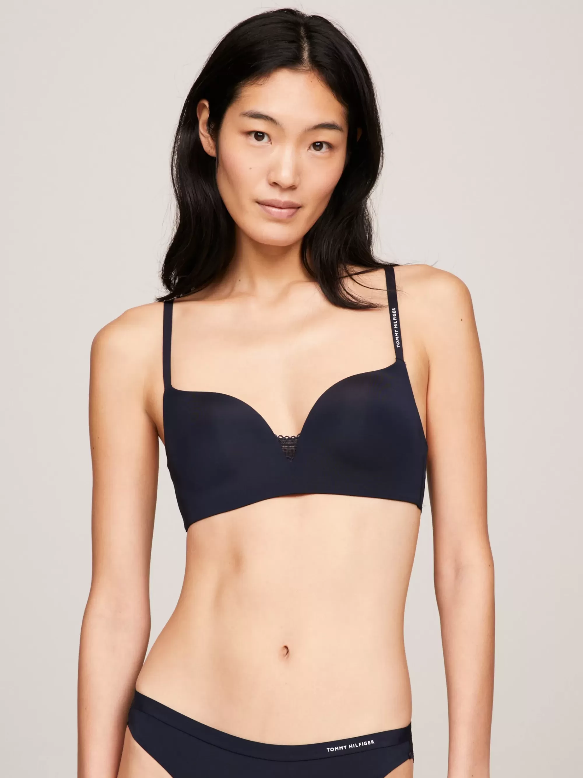 Bh's | Lingerie*Tommy Hilfiger Push-up Bh Zonder Beugel Met Kanten Rand DESERT SKY