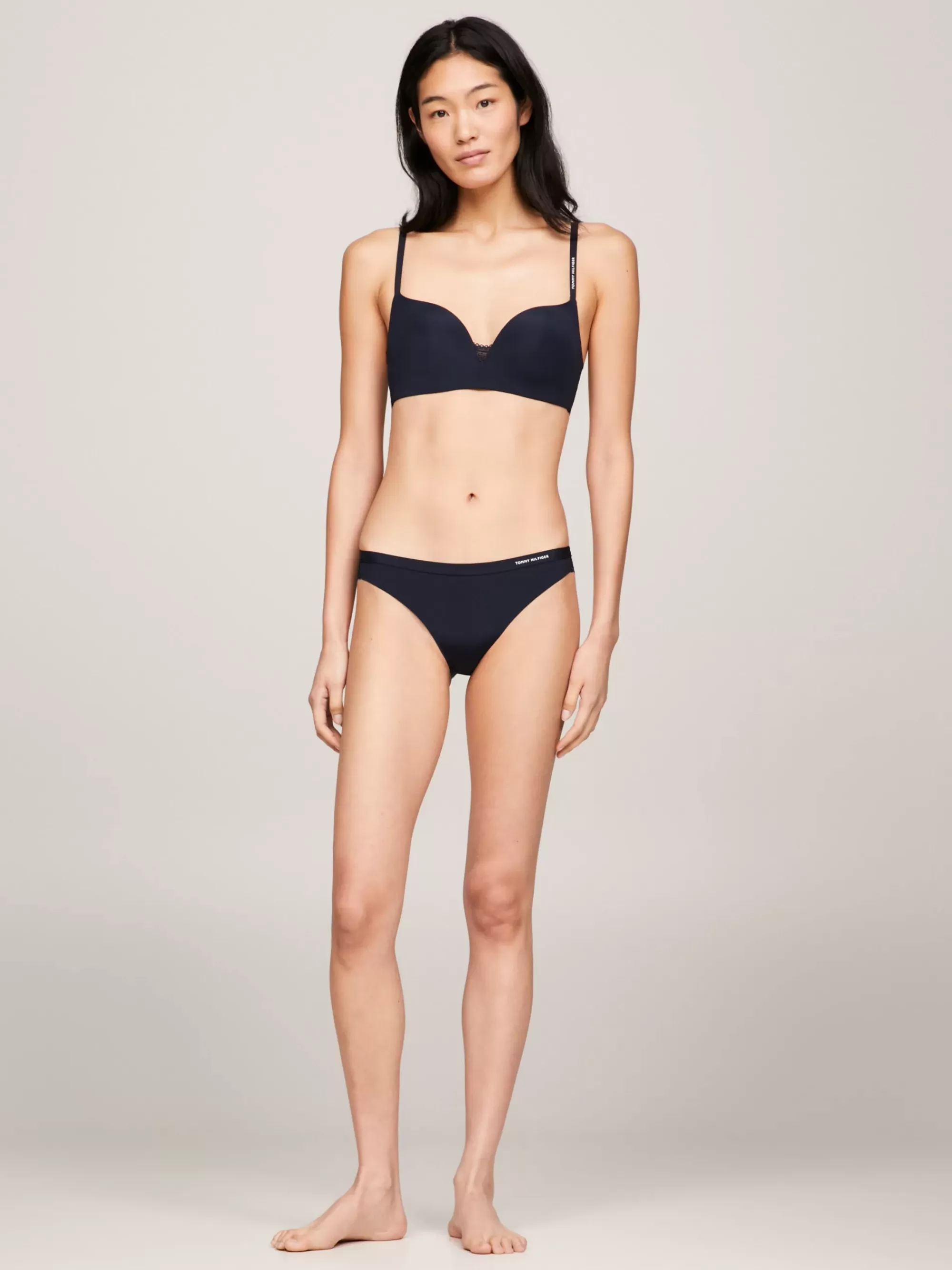 Bh's | Lingerie*Tommy Hilfiger Push-up Bh Zonder Beugel Met Kanten Rand DESERT SKY