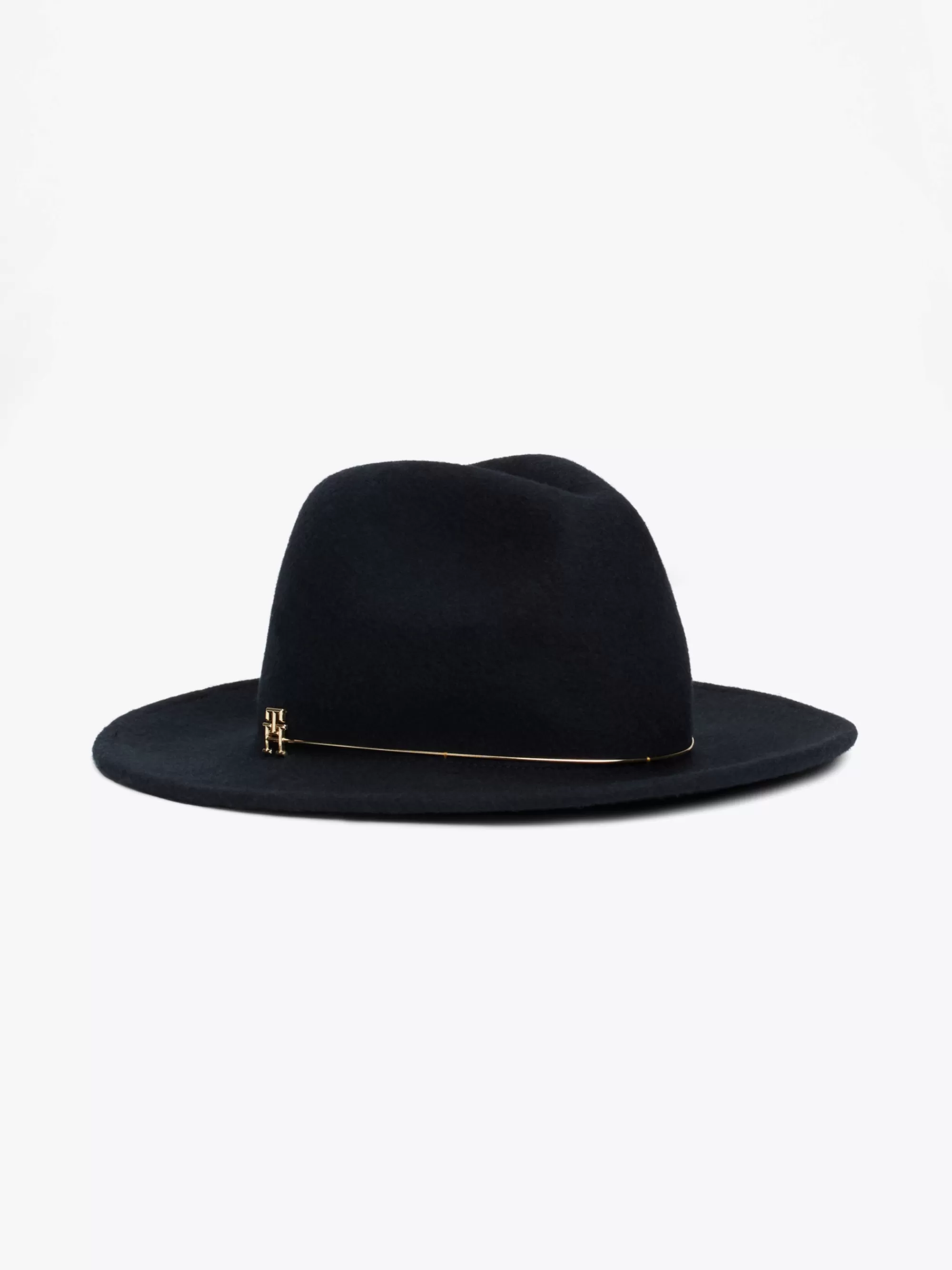 Mutsen & Sjaals*Tommy Hilfiger Puur Wollen Fedora Met Metalen Hoedband SPACE BLUE