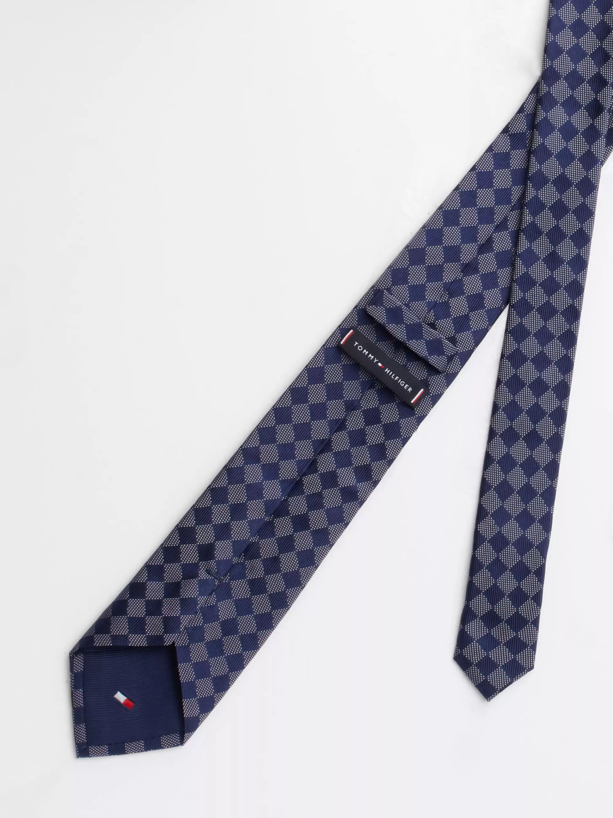 Stropdassen & Pochetten*Tommy Hilfiger Puur Zijden Das Met Rasterruit DESERT SKY