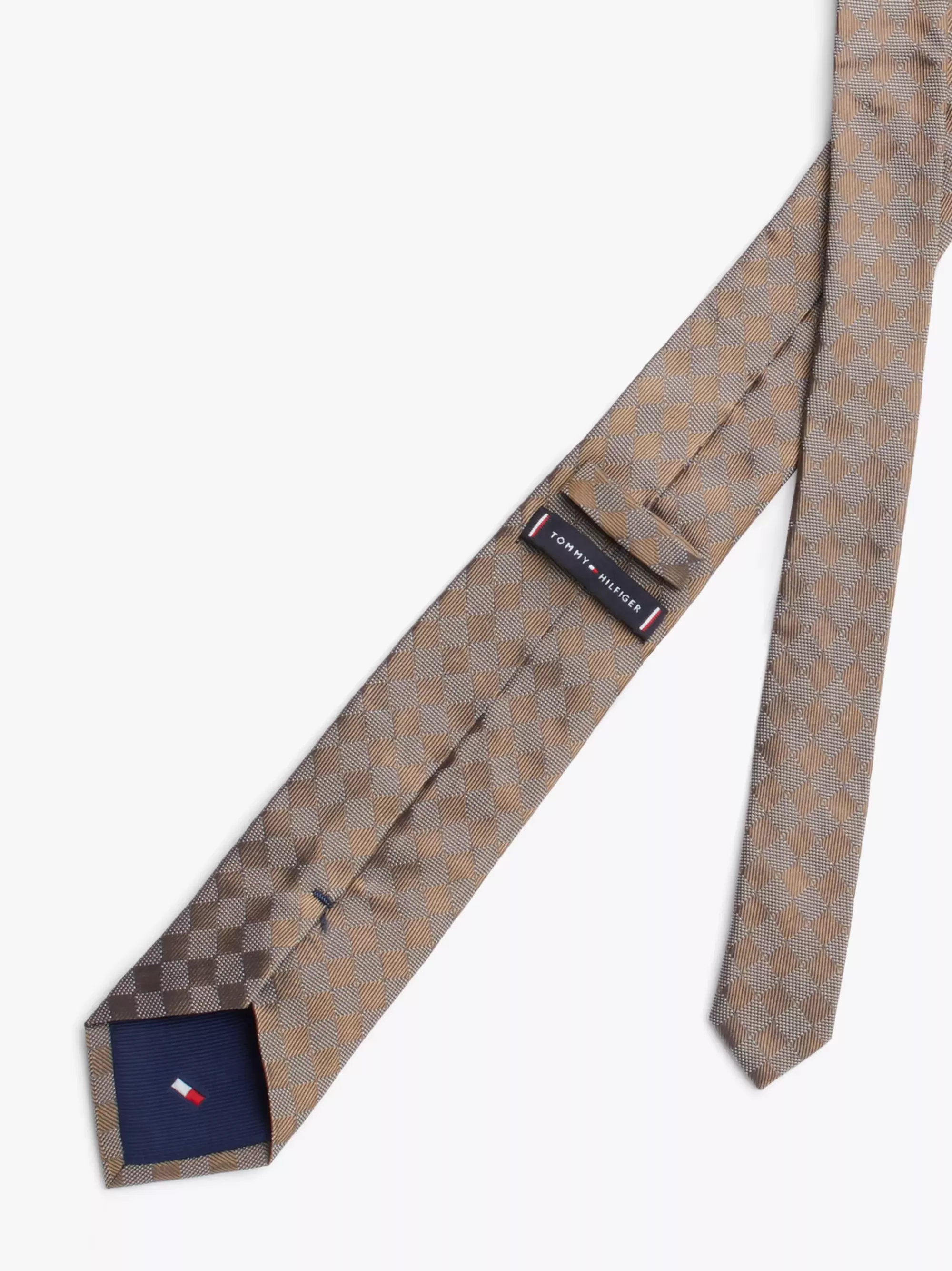 Stropdassen & Pochetten*Tommy Hilfiger Puur Zijden Das Met Rasterruit SAFARI CANVAS