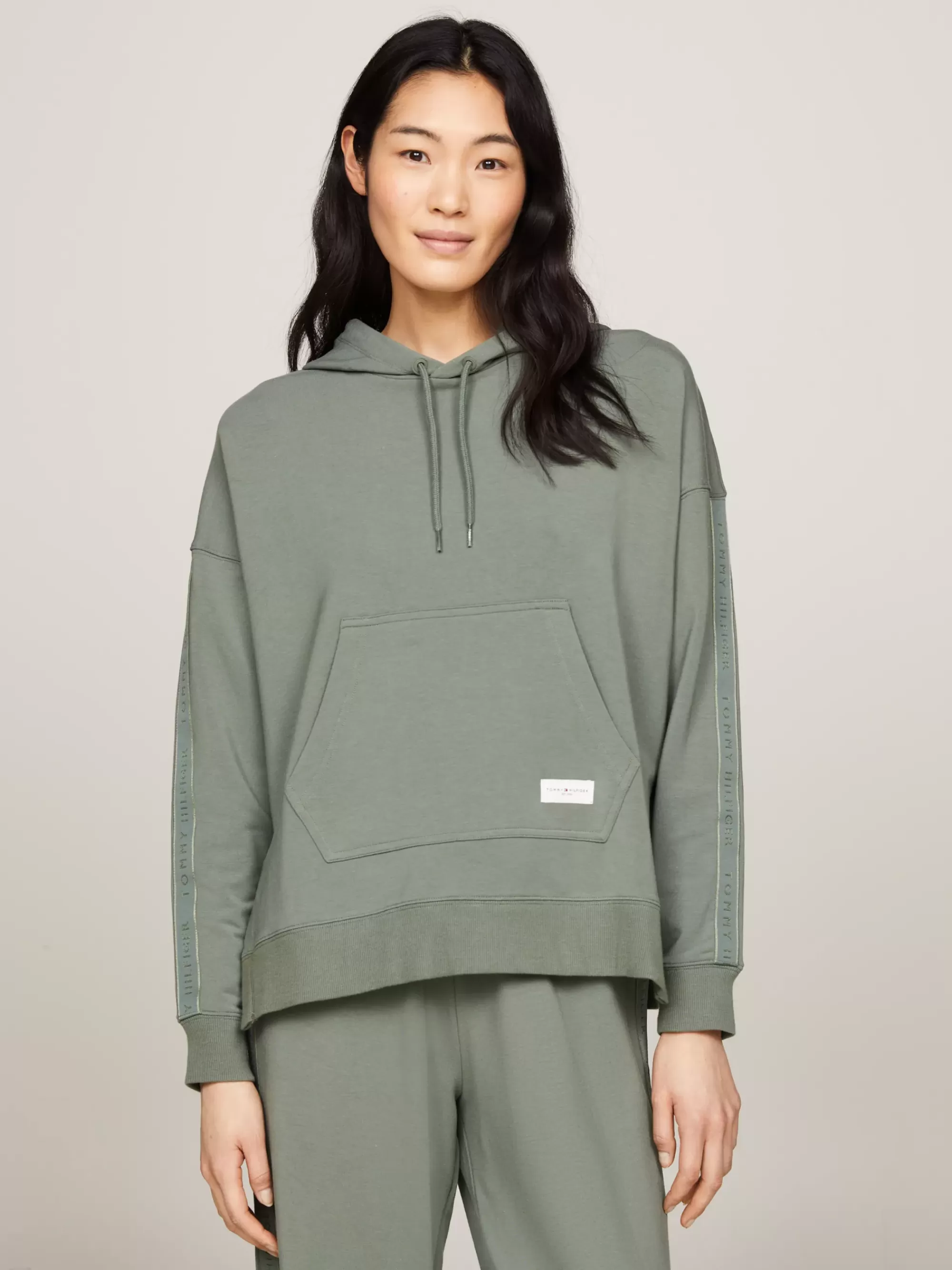 Loungewear*Tommy Hilfiger Pyjama-hoodie Met Hilfiger-logo STONEWASH GREEN