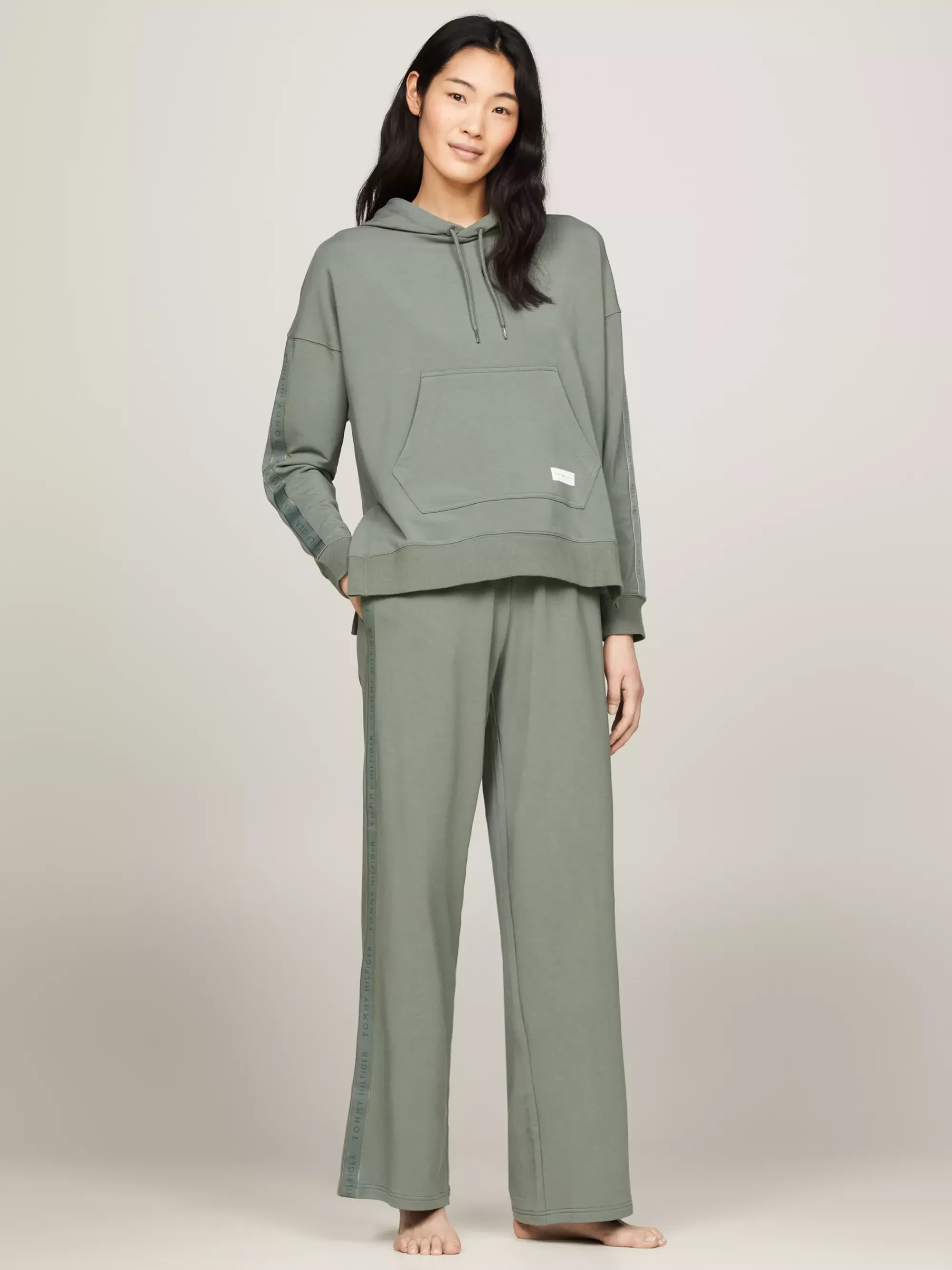 Loungewear*Tommy Hilfiger Pyjama-hoodie Met Hilfiger-logo STONEWASH GREEN