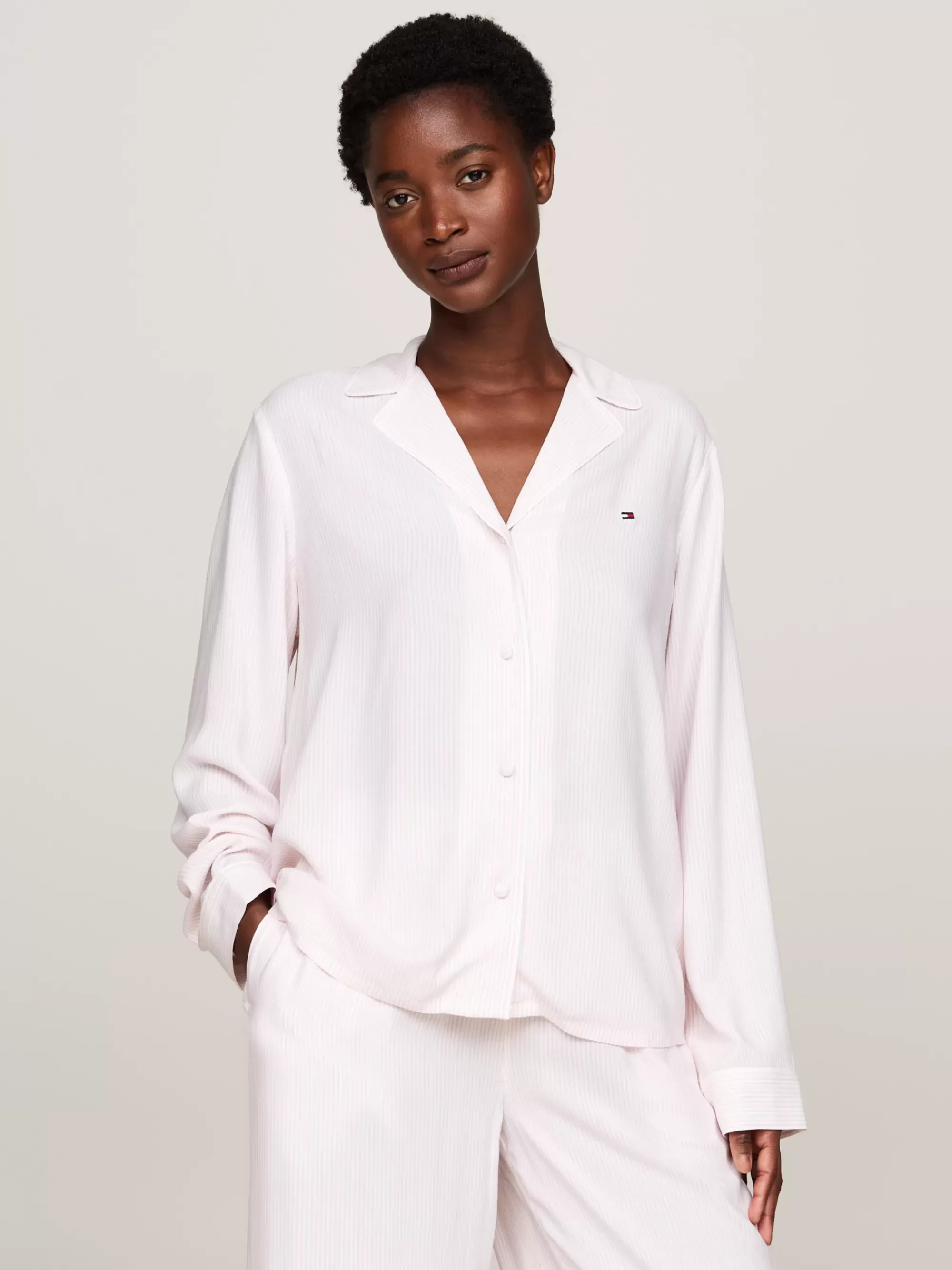 Pyjama's & Nachtkleding*Tommy Hilfiger Pyjamashirt Met Logo MONOTYPE ITHACA LIGHT PINK