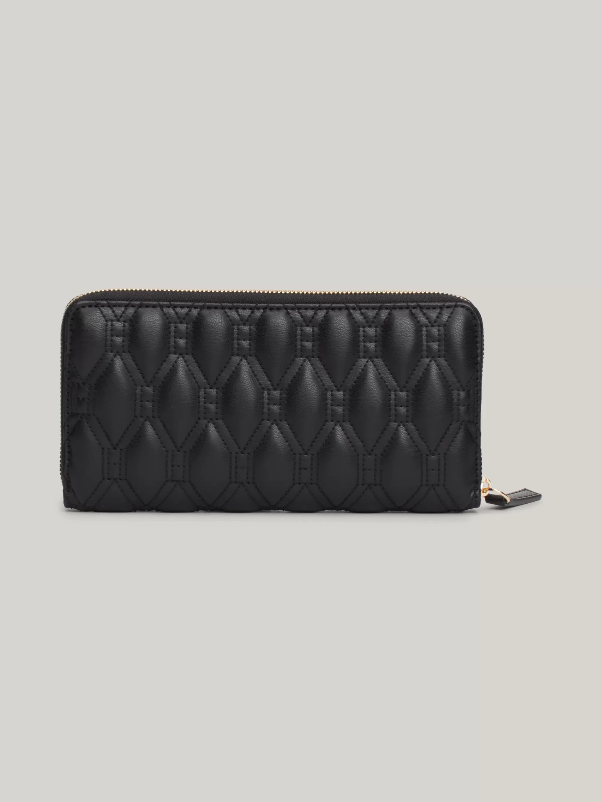 Portemonnees & Sleutelhangers*Tommy Hilfiger Quilted Leren Portemonnee Met Rits BLACK
