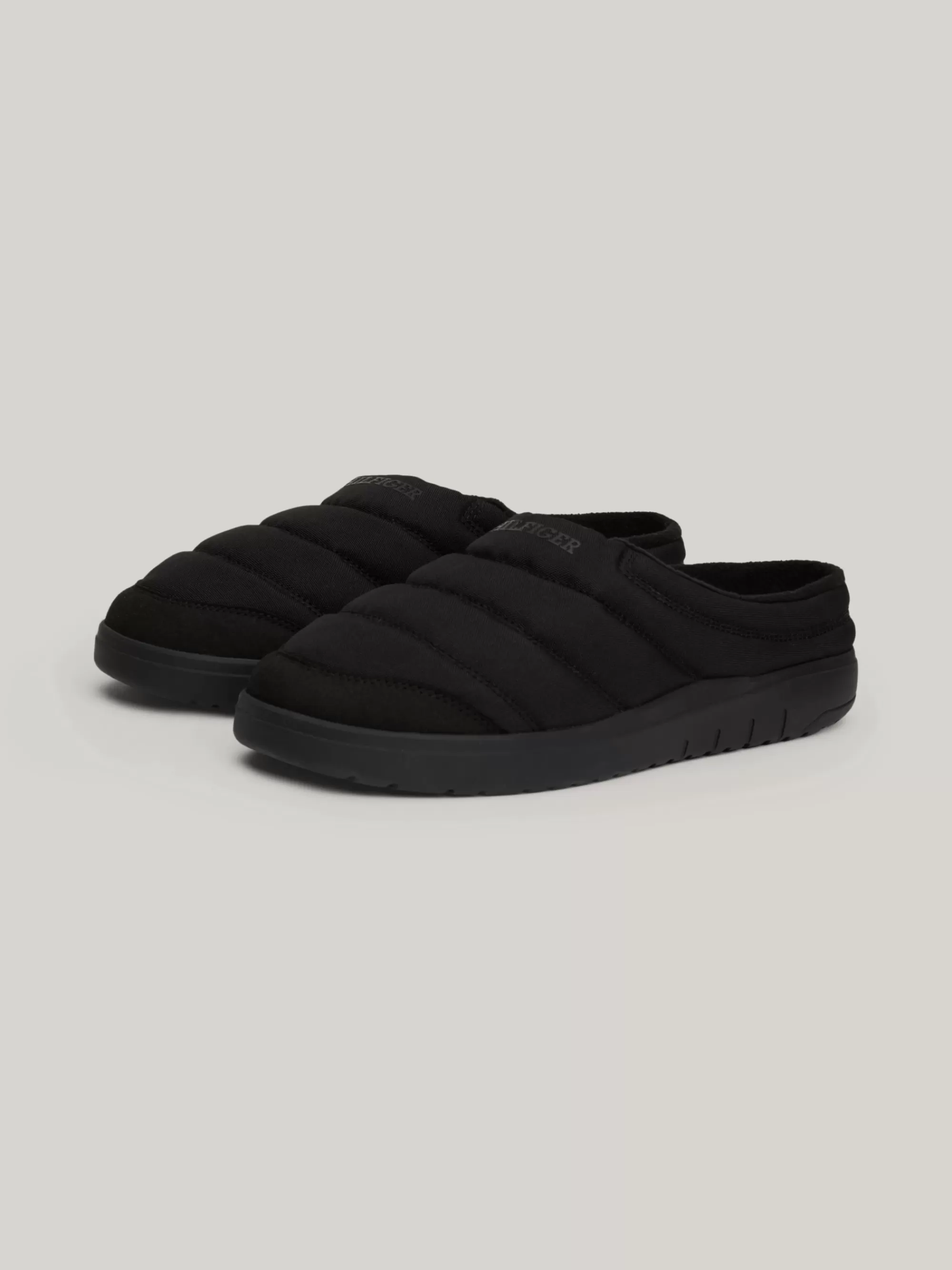 Lage Schoenen*Tommy Hilfiger Quilted Pantoffels Met Logo BLACK