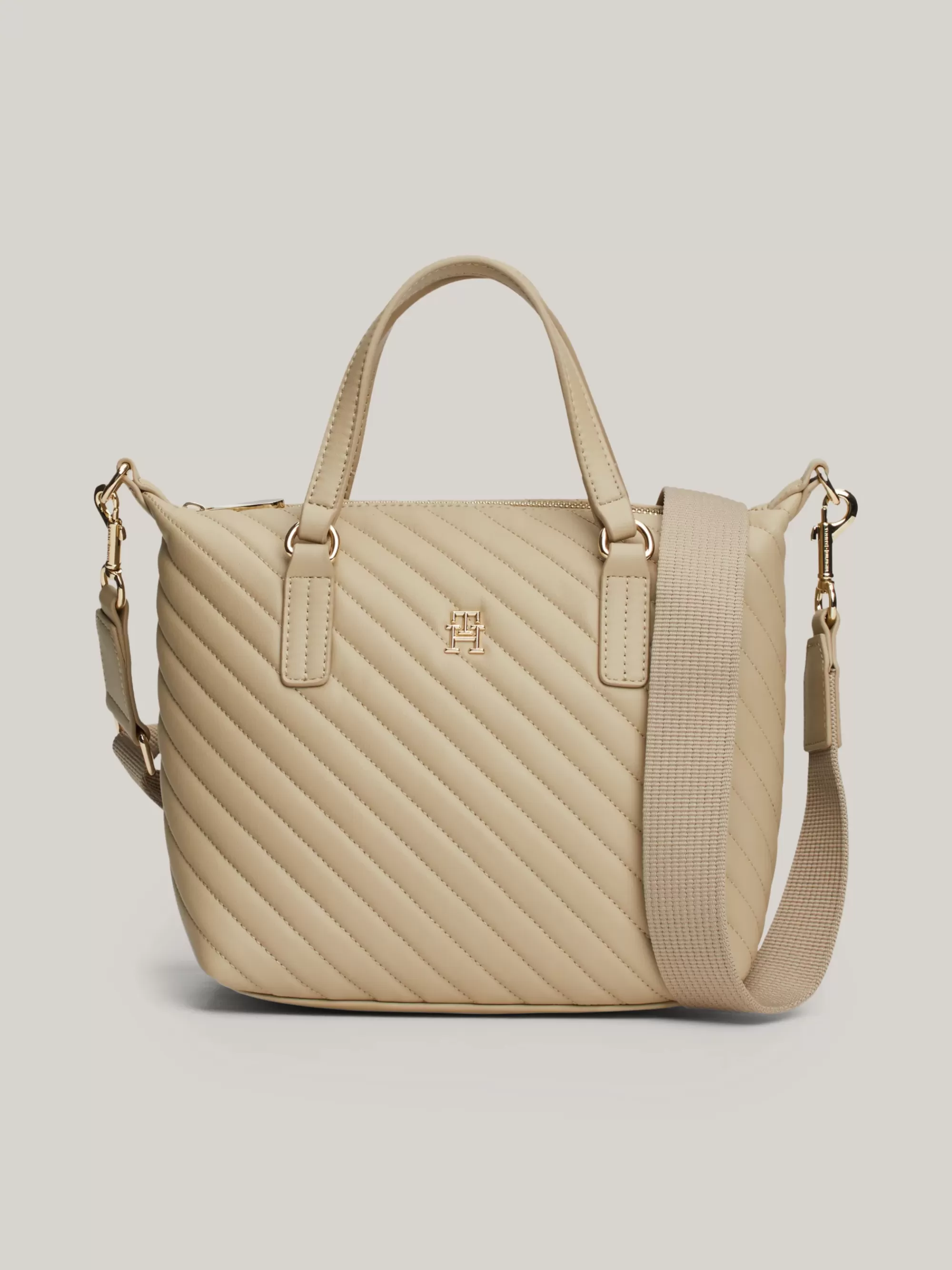Shoppers*Tommy Hilfiger Quilted Shopper Met TH-monogram BEIGE