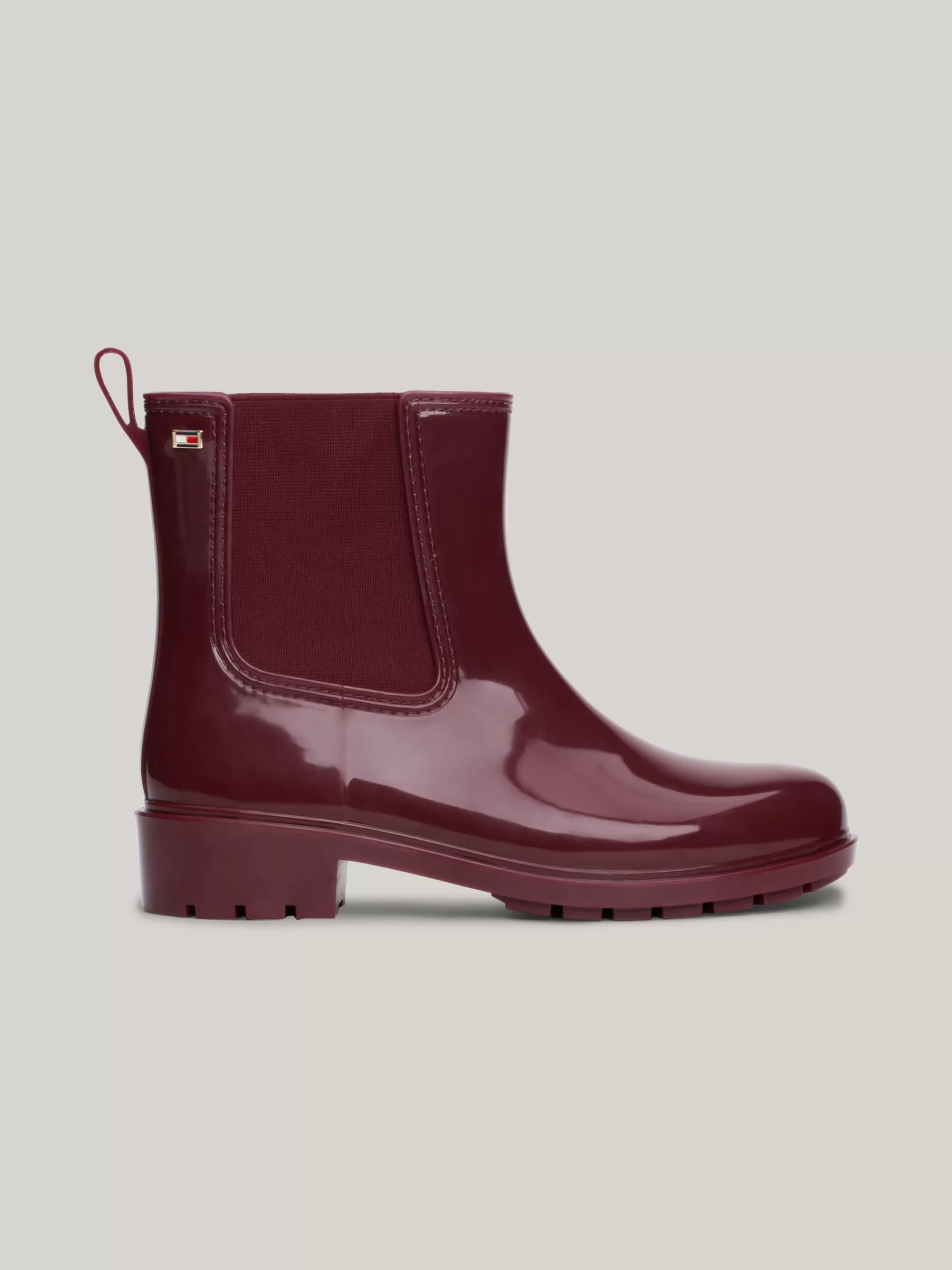Laarzen & Enkellaarzen*Tommy Hilfiger Regenlaars Met Gelakte Finish En Profielzool DEEP ROUGE