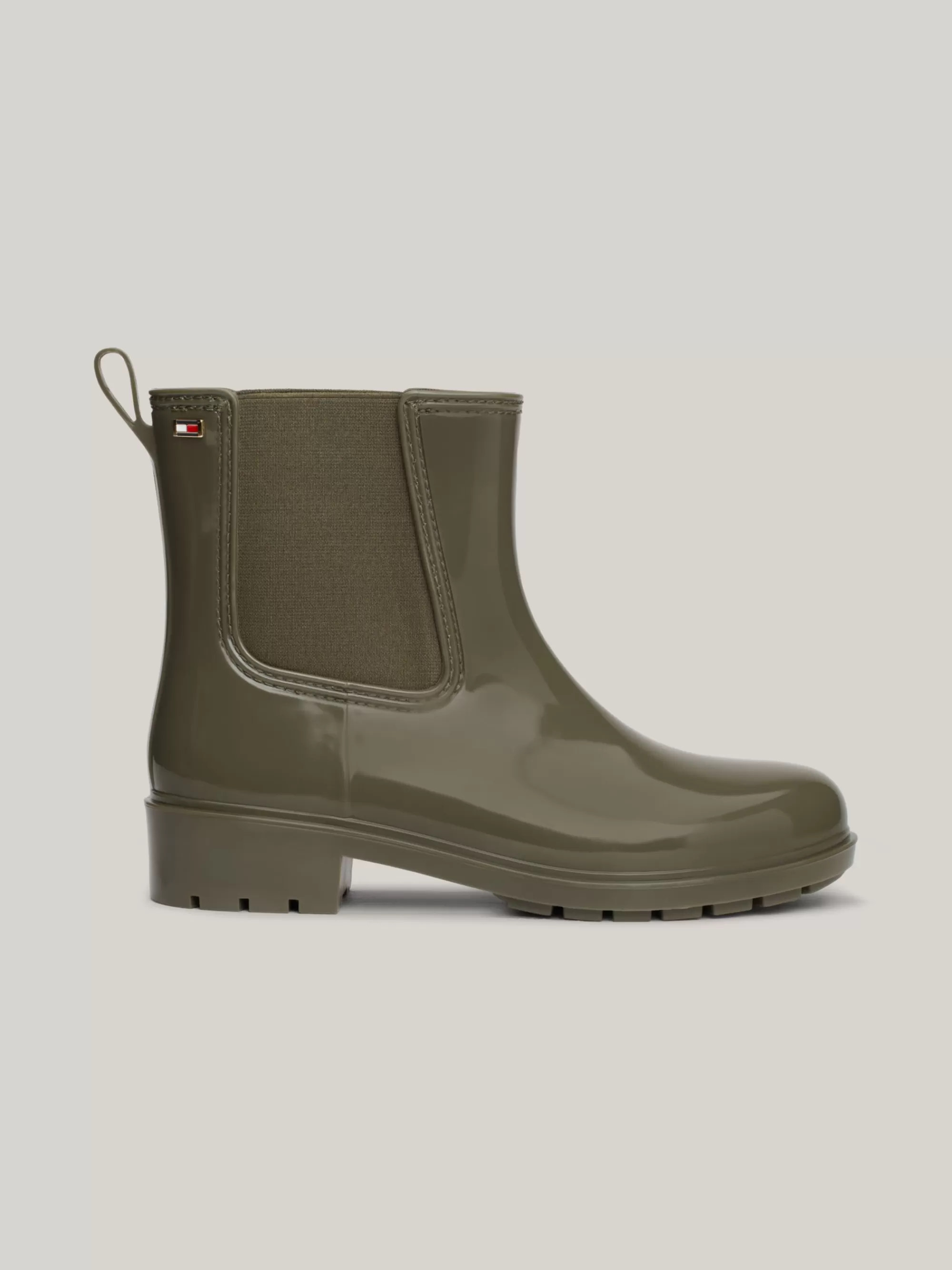 Laarzen & Enkellaarzen*Tommy Hilfiger Regenlaars Met Gelakte Finish En Profielzool UTILITY OLIVE