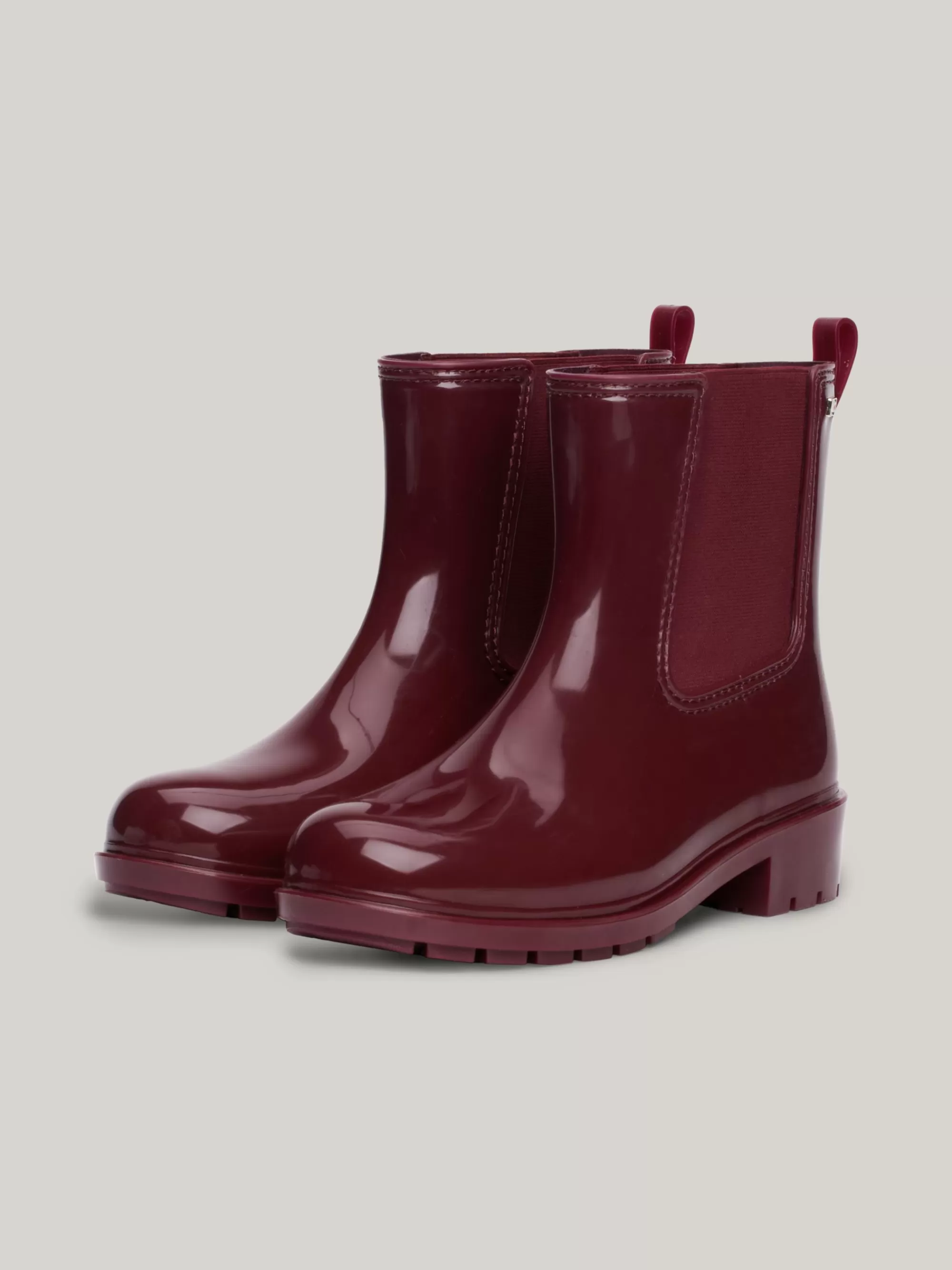 Laarzen & Enkellaarzen*Tommy Hilfiger Regenlaars Met Gelakte Finish En Profielzool DEEP ROUGE