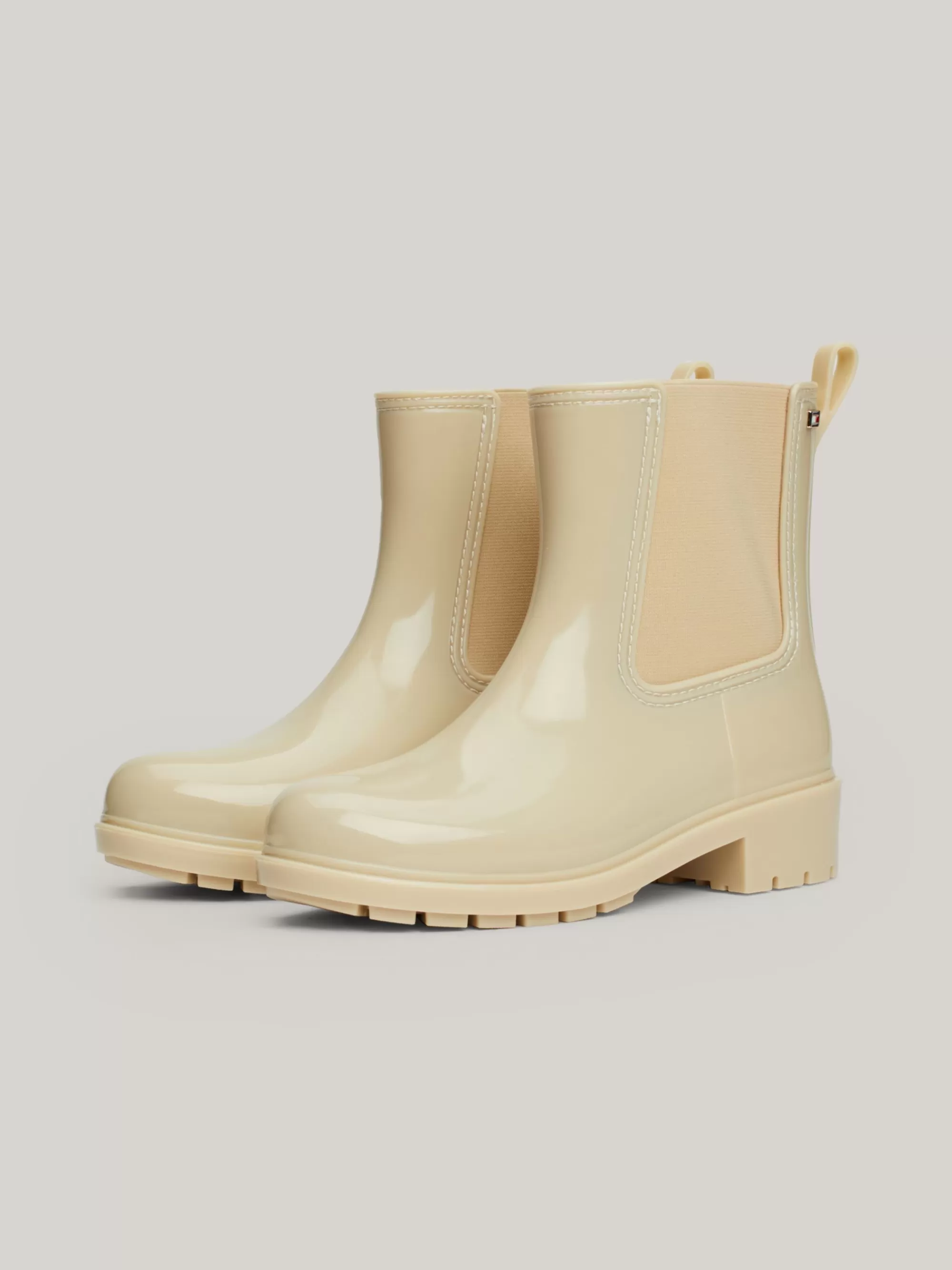 Laarzen & Enkellaarzen*Tommy Hilfiger Regenlaars Met Gelakte Finish En Profielzool COUNTRY IVORY