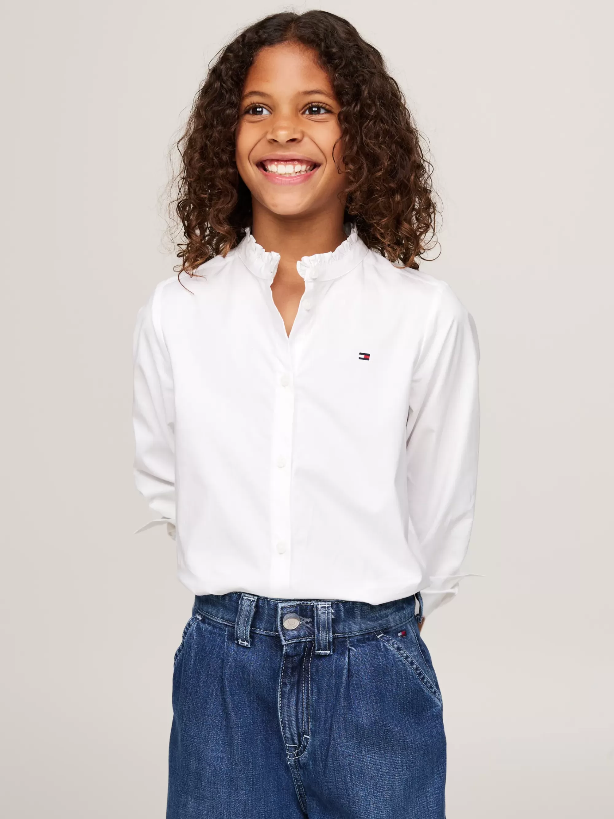 Tops & T-Shirts*Tommy Hilfiger Regular Fit Blouse Met Ruches Rond De Hals WHITE