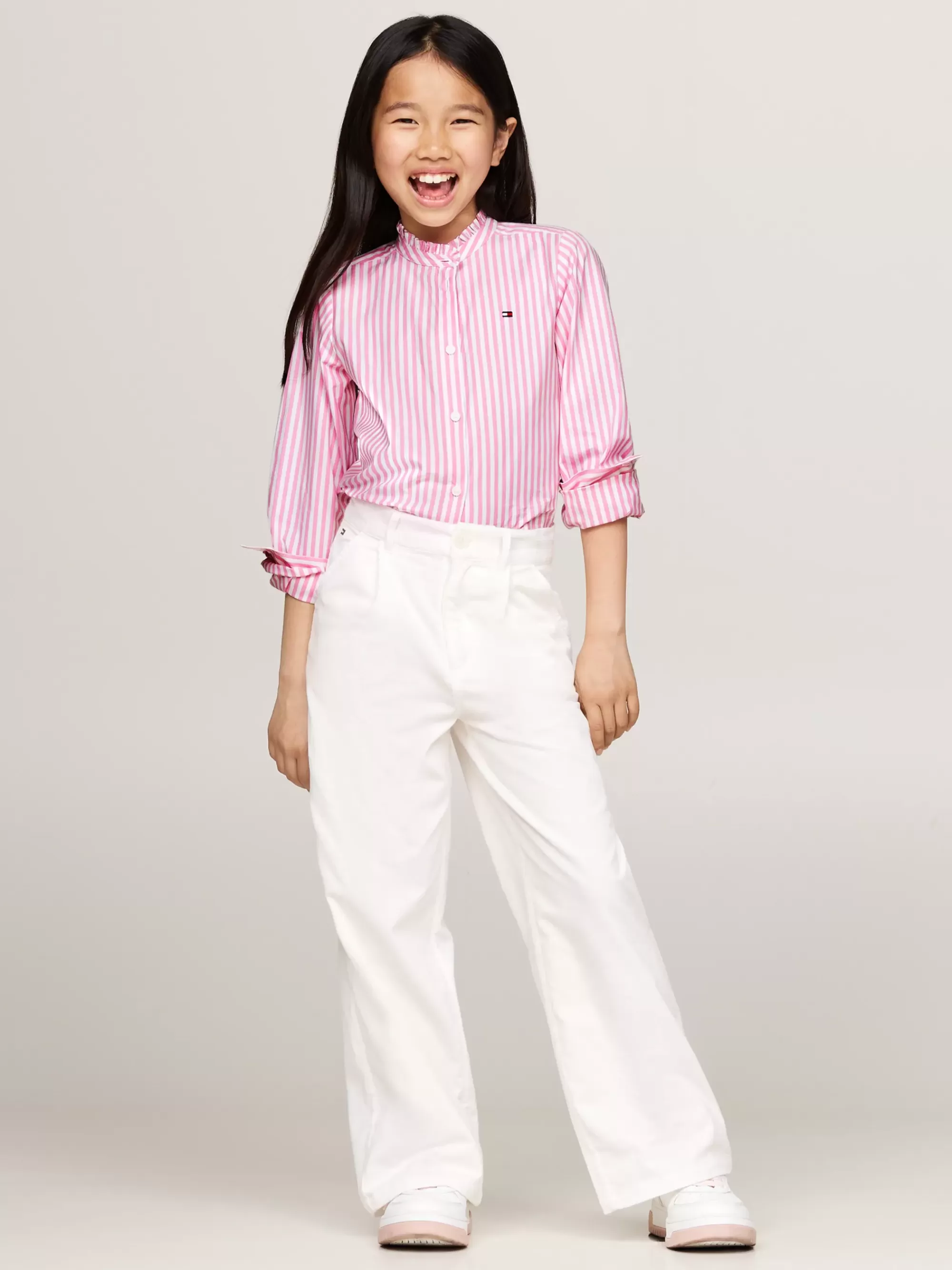 Tops & T-Shirts*Tommy Hilfiger Regular Fit Blouse Met Ruches Rond De Hals PINK / OPTIC WHITE