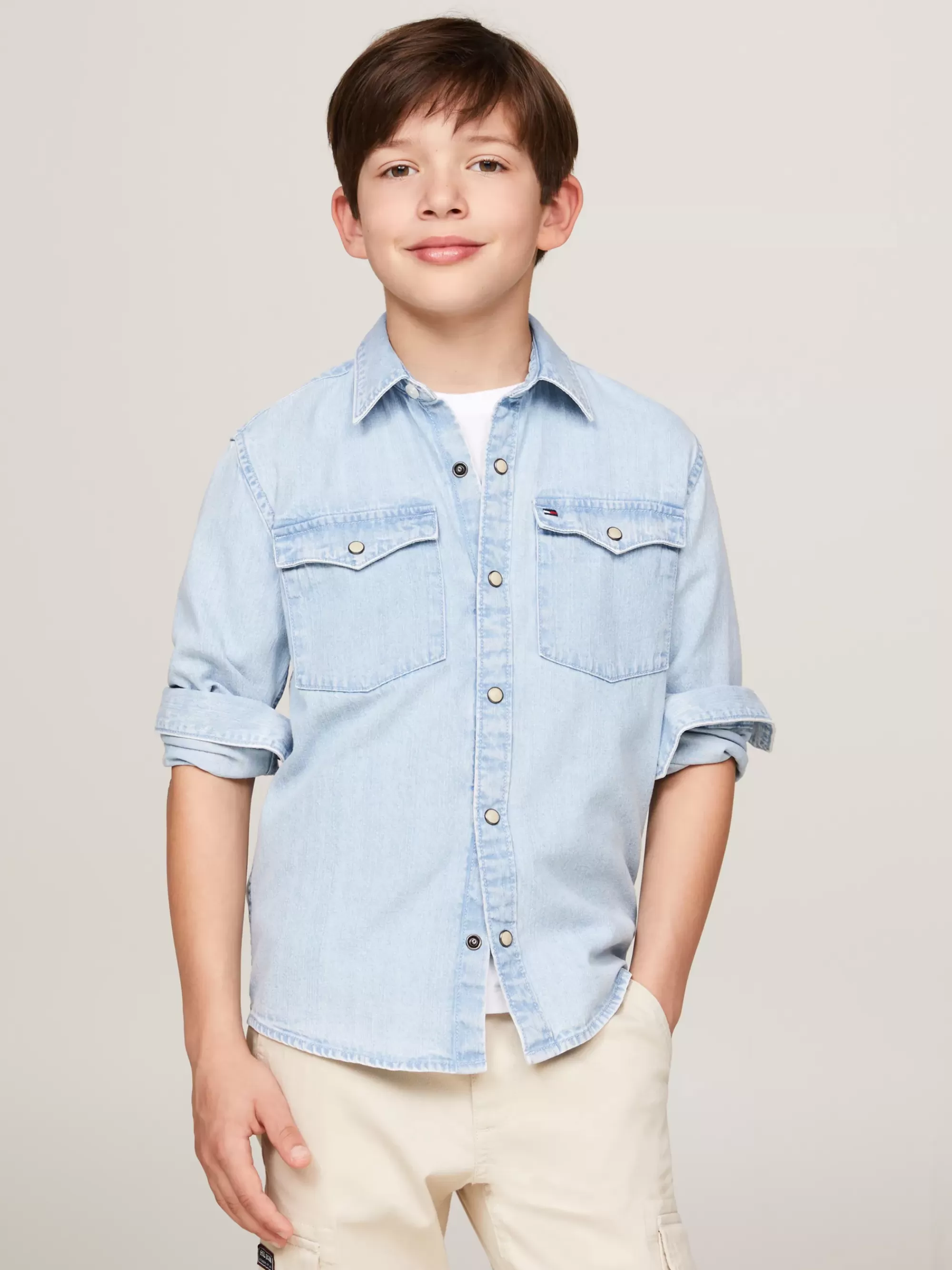 Overhemden*Tommy Hilfiger Regular Fit Denim Overhemd Met Drukknoopjes DENIM MID WASH
