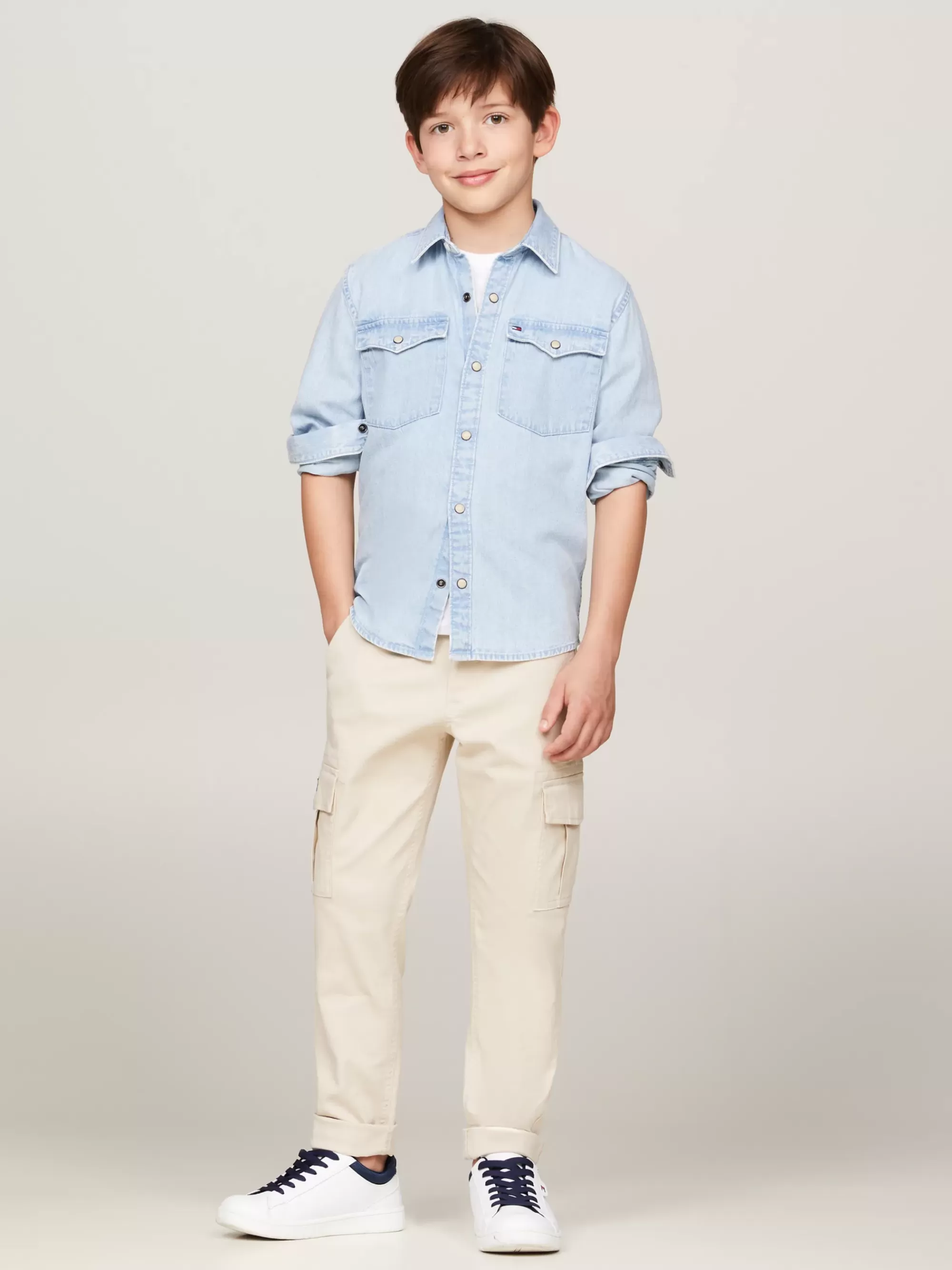 Overhemden*Tommy Hilfiger Regular Fit Denim Overhemd Met Drukknoopjes DENIM MID WASH
