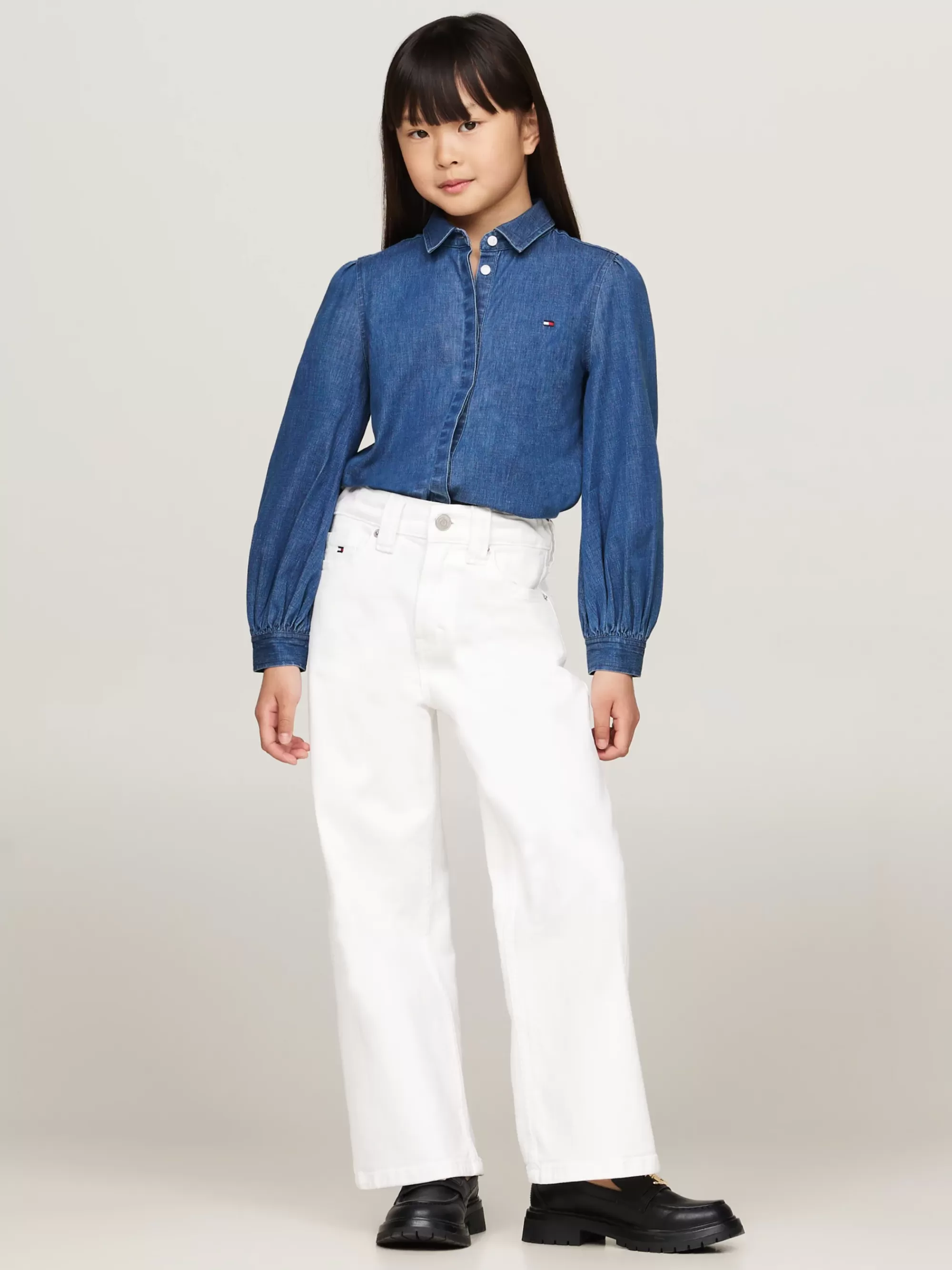 Tops & T-Shirts*Tommy Hilfiger Regular Fit Denim Overhemd Met Pofmouwen DARK DENIM