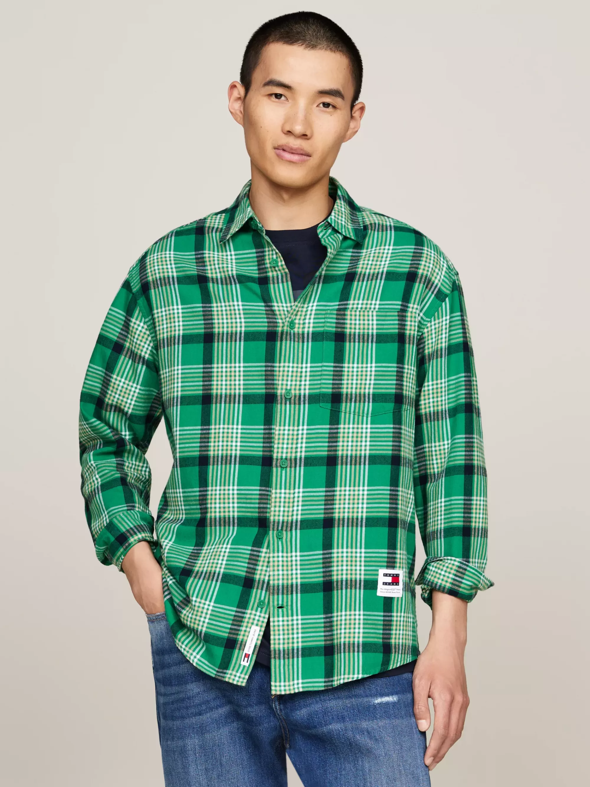 Plus Size Kleding & Inclusieve Maten*Tommy Hilfiger Regular Fit Geruit Overhemd Met Logo GREEN MALACHITE CHECK