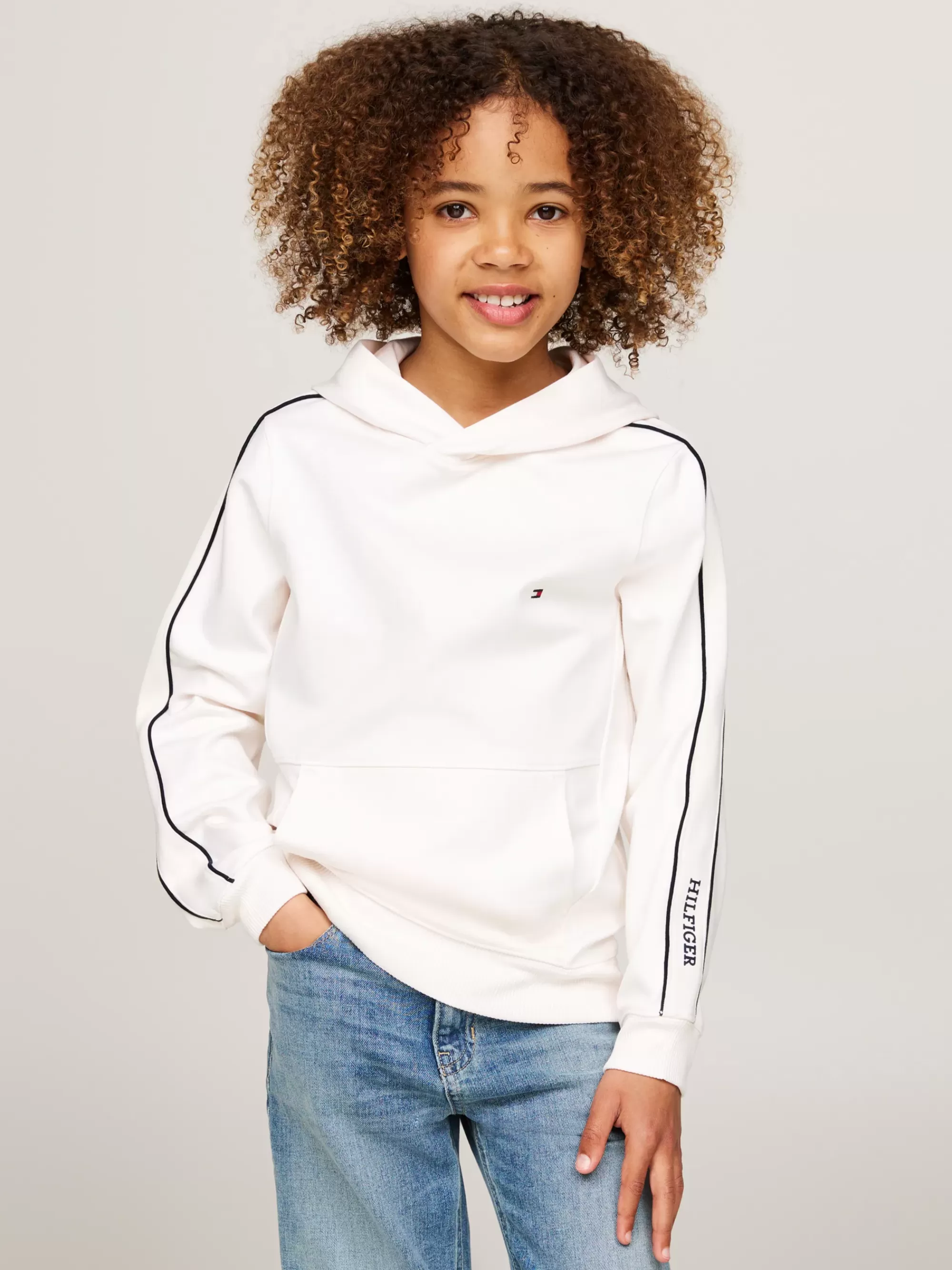 Sweatshirts & Hoodies*Tommy Hilfiger Regular Fit Hoodie Met Logotape ANCIENT WHITE