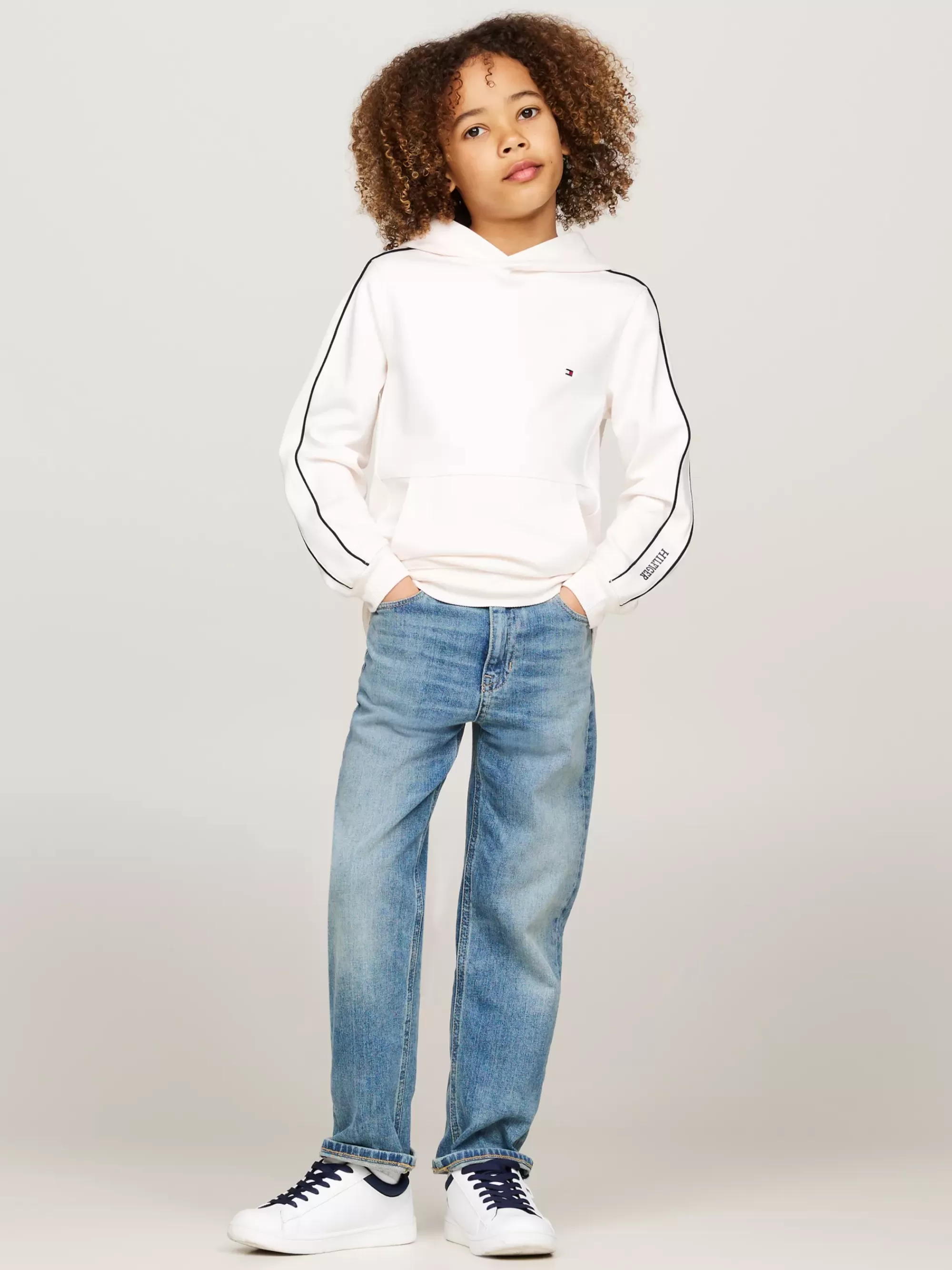 Sweatshirts & Hoodies*Tommy Hilfiger Regular Fit Hoodie Met Logotape ANCIENT WHITE
