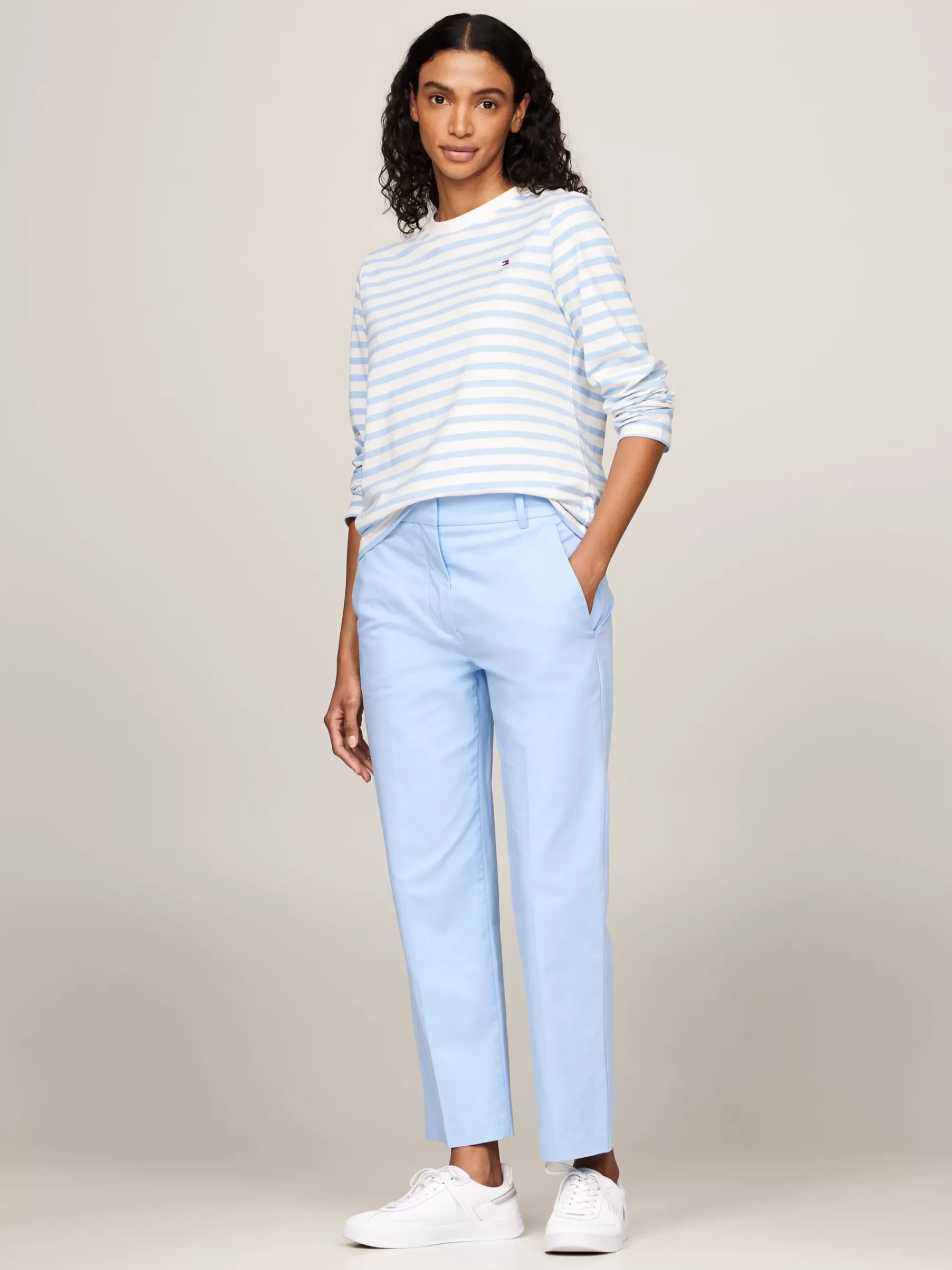 T-Shirts*Tommy Hilfiger Regular Fit Longsleeve Met Streep REG STP ANCIENT WHITE/ VESSEL BLUE