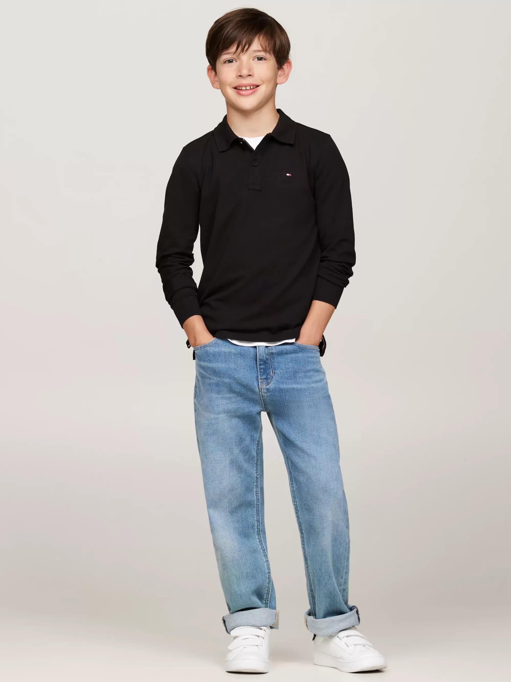 T-Shirts & Polo's*Tommy Hilfiger Regular Fit Longsleeve Polo Met Hilfiger-vlag BLACK