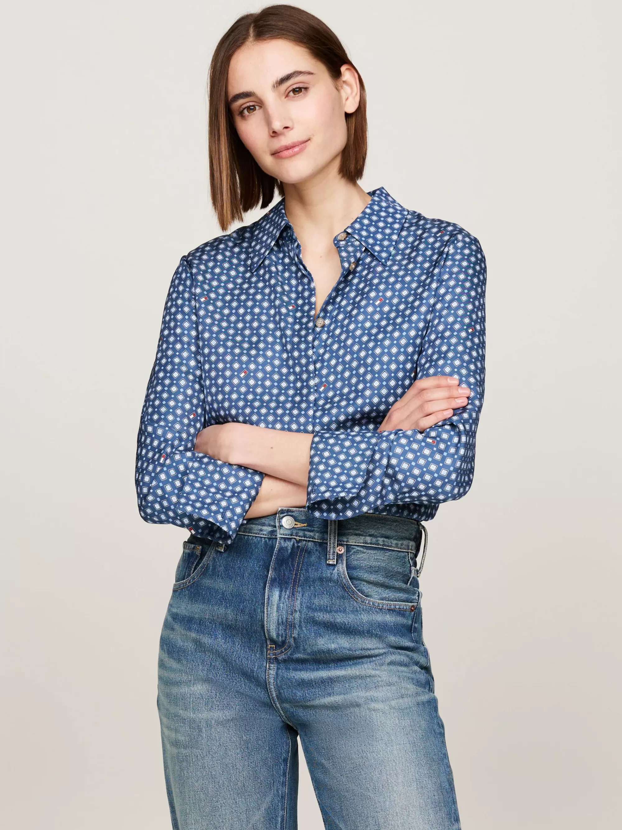 Blouses & Overhemden*Tommy Hilfiger Regular Fit Overhemd Met Foulard-vlagprint HERITAGE FOULARD/ FOSSIL BLUE