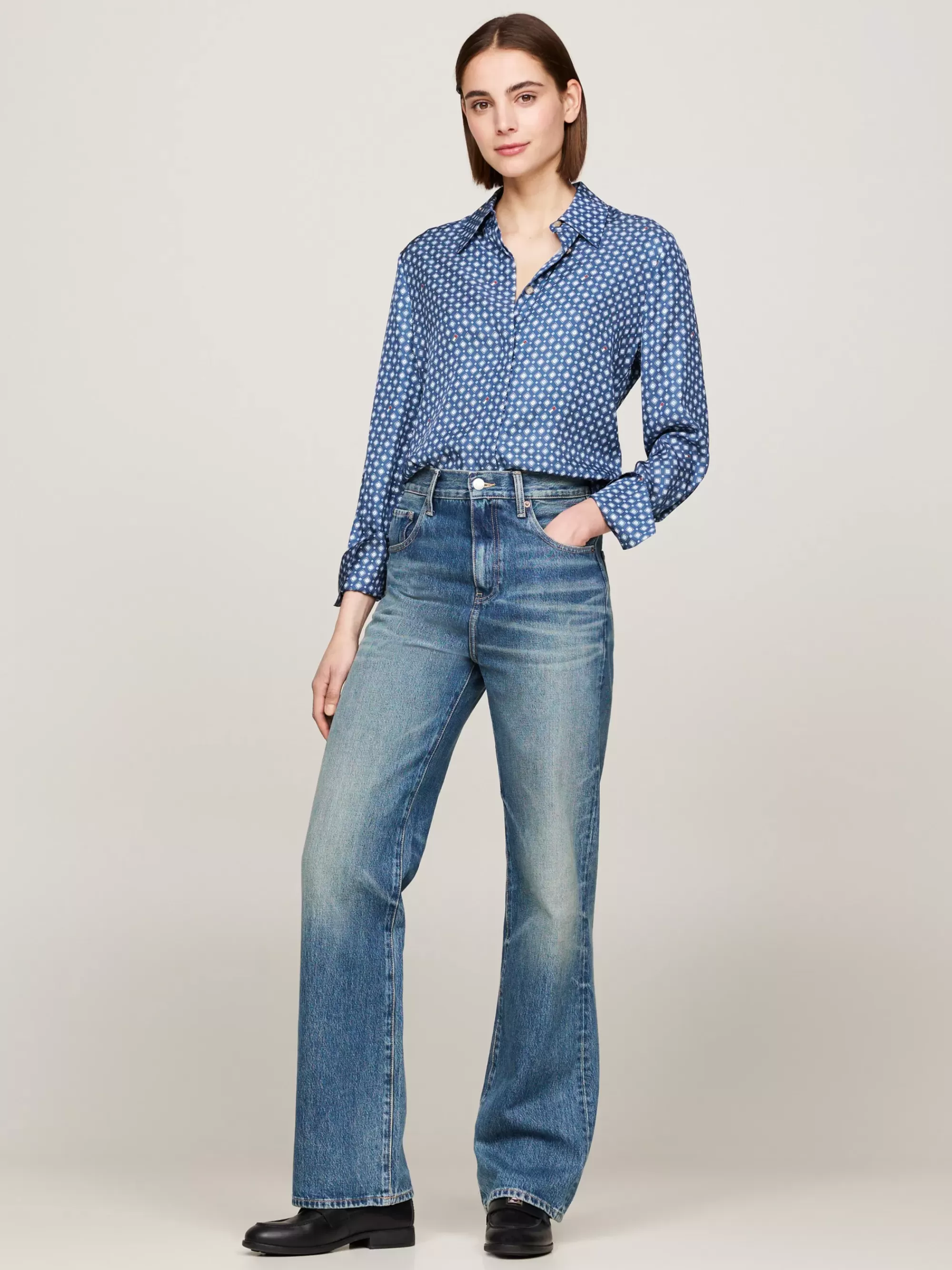 Blouses & Overhemden*Tommy Hilfiger Regular Fit Overhemd Met Foulard-vlagprint HERITAGE FOULARD/ FOSSIL BLUE