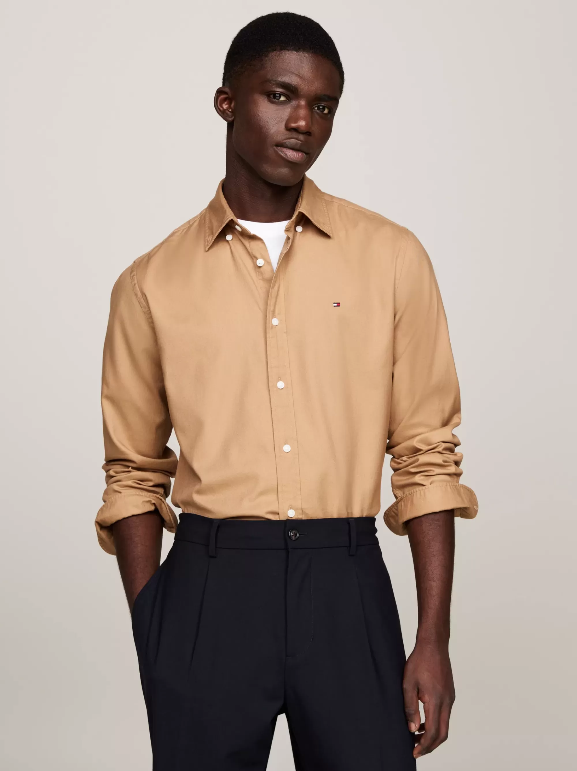 Overhemden*Tommy Hilfiger Regular Fit Overhemd Met Geborduurde Vlag SAFARI CANVAS