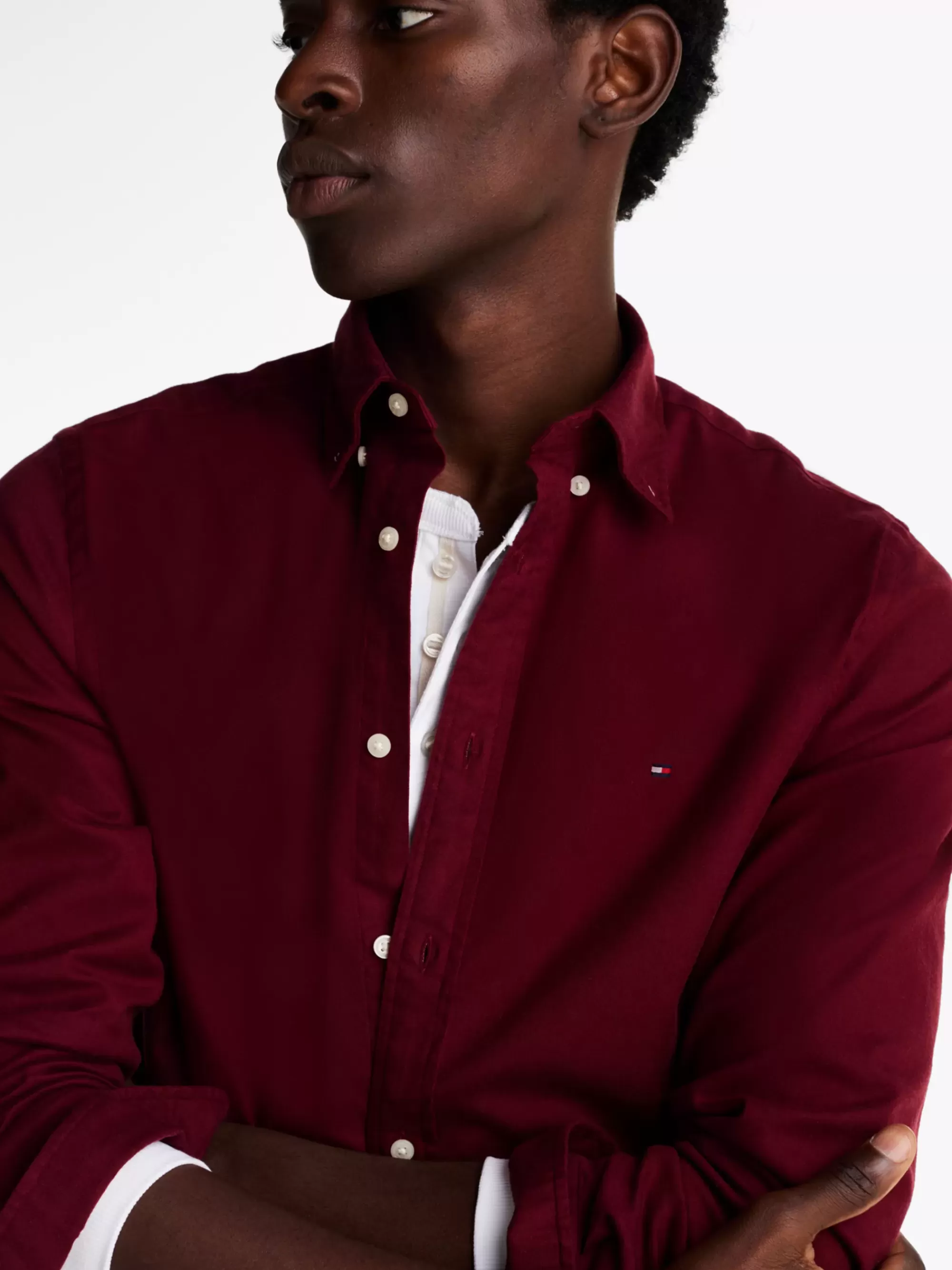 Overhemden*Tommy Hilfiger Regular Fit Overhemd Met Geborduurde Vlag DEEP ROUGE