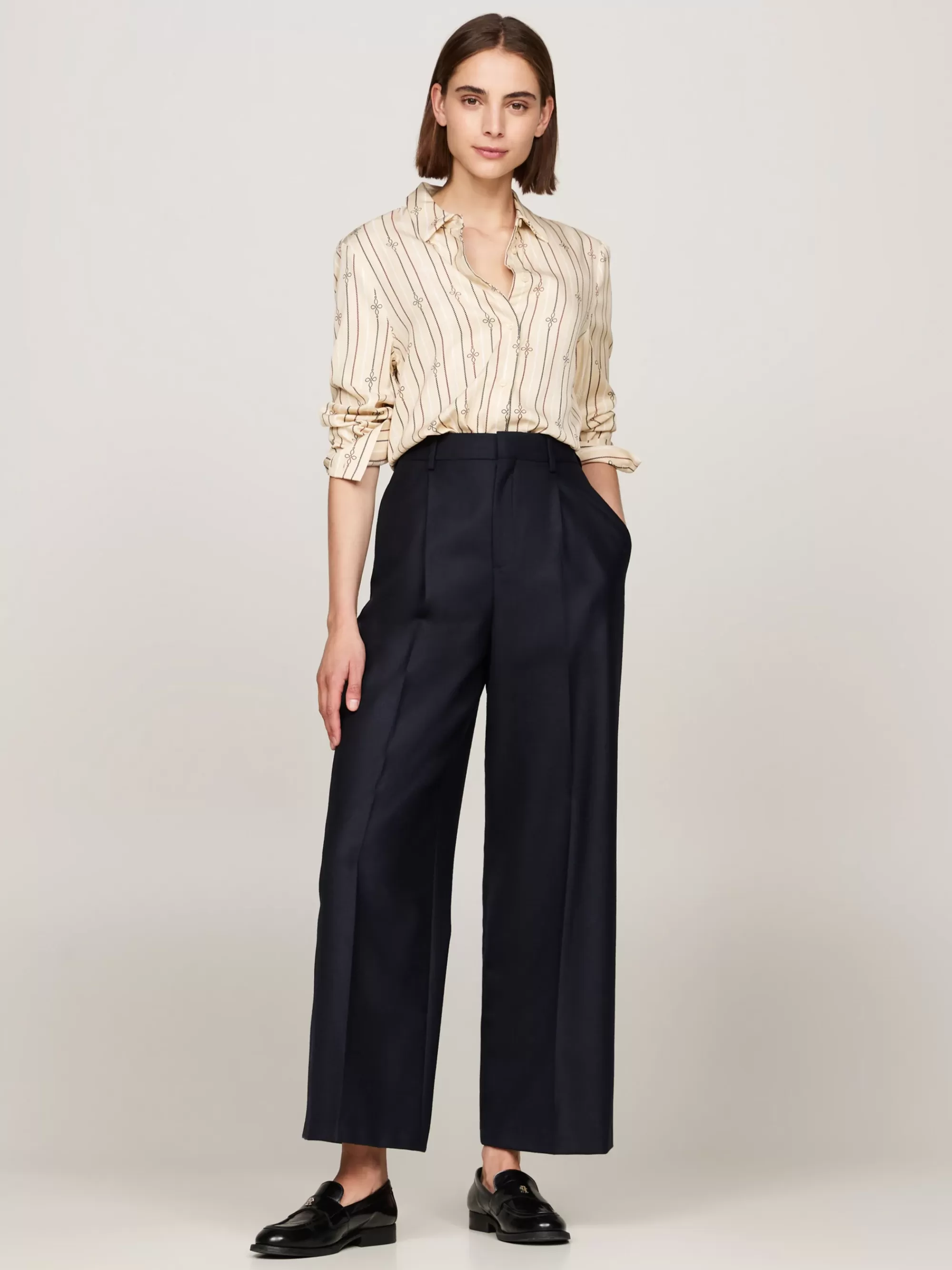 Blouses & Overhemden*Tommy Hilfiger Regular Fit Overhemd Met Koordstreep MULTI ROPE KNOT STP/ COUNTRY IVORY