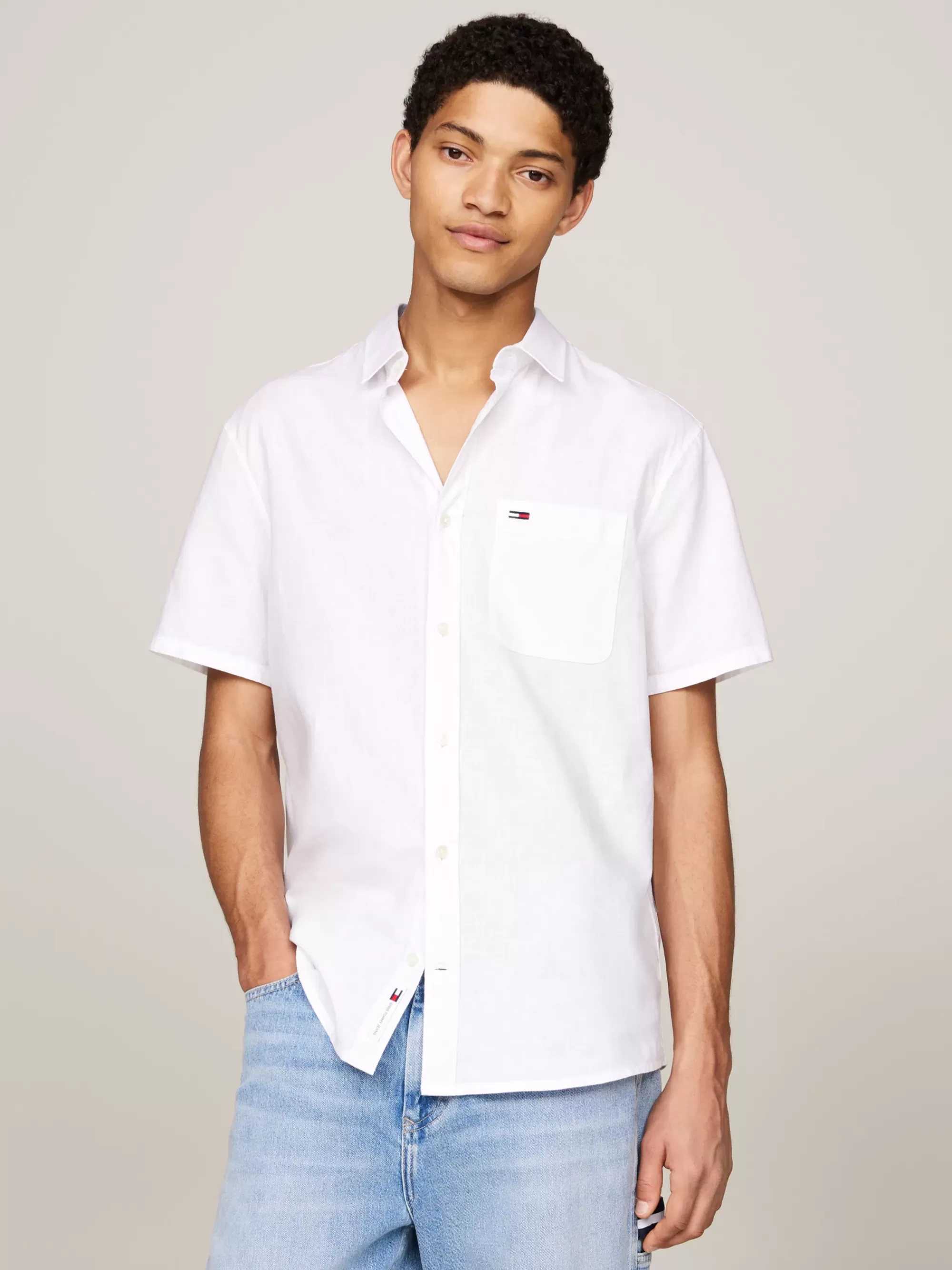 Overhemden*Tommy Hilfiger Regular Fit Overhemd Met Korte Mouwen WHITE