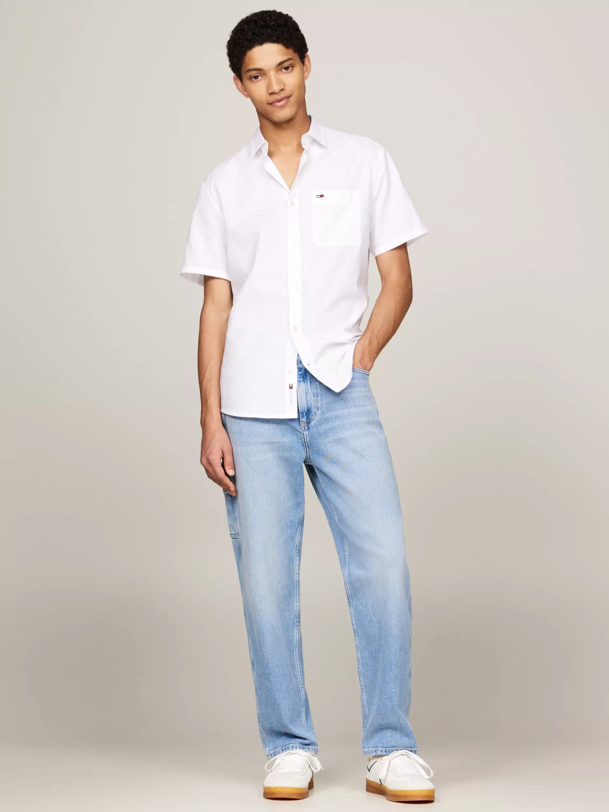 Overhemden*Tommy Hilfiger Regular Fit Overhemd Met Korte Mouwen WHITE