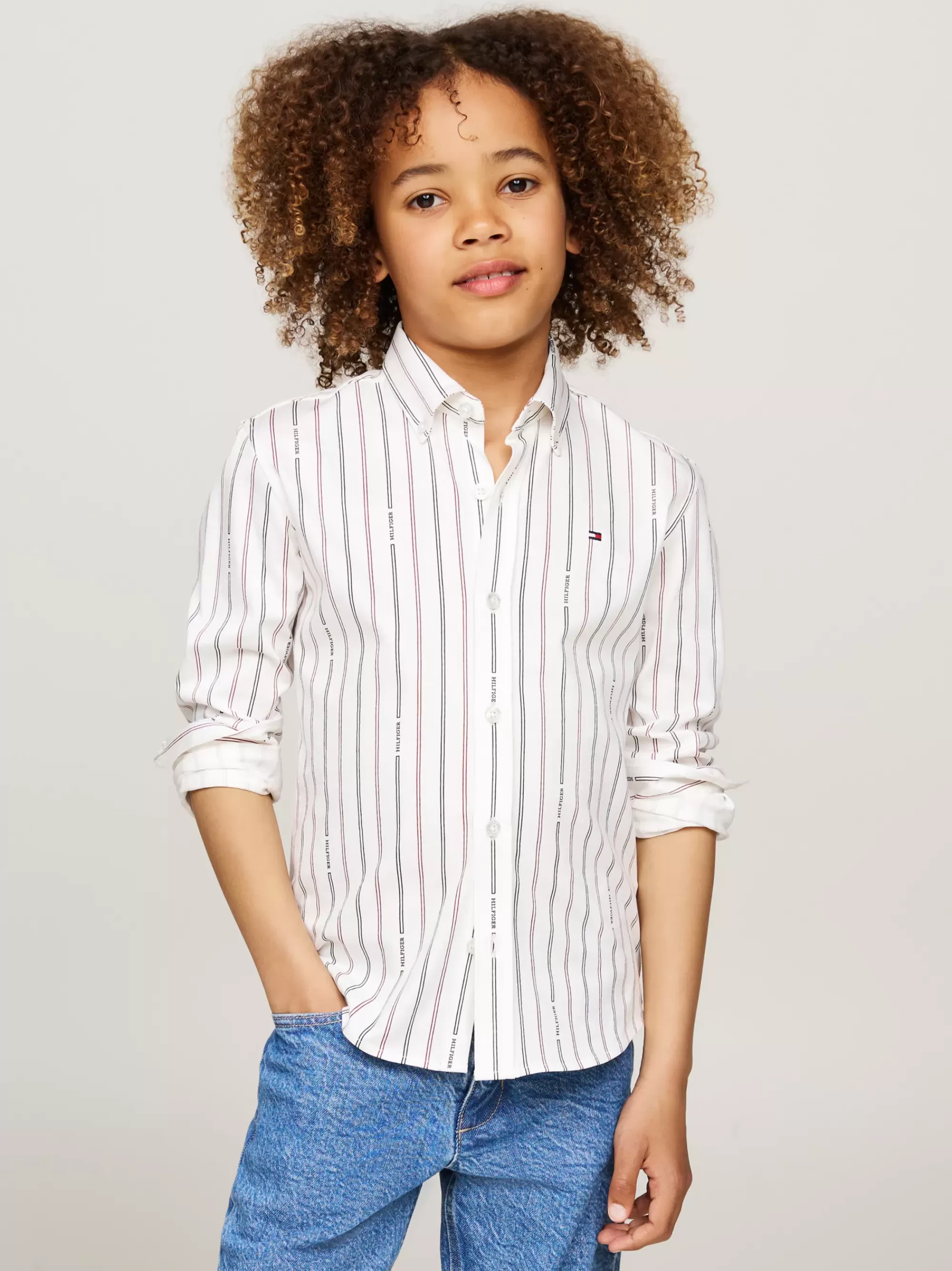 Overhemden*Tommy Hilfiger Regular Fit Overhemd Met Krijtstreep ANCIENT WHITE