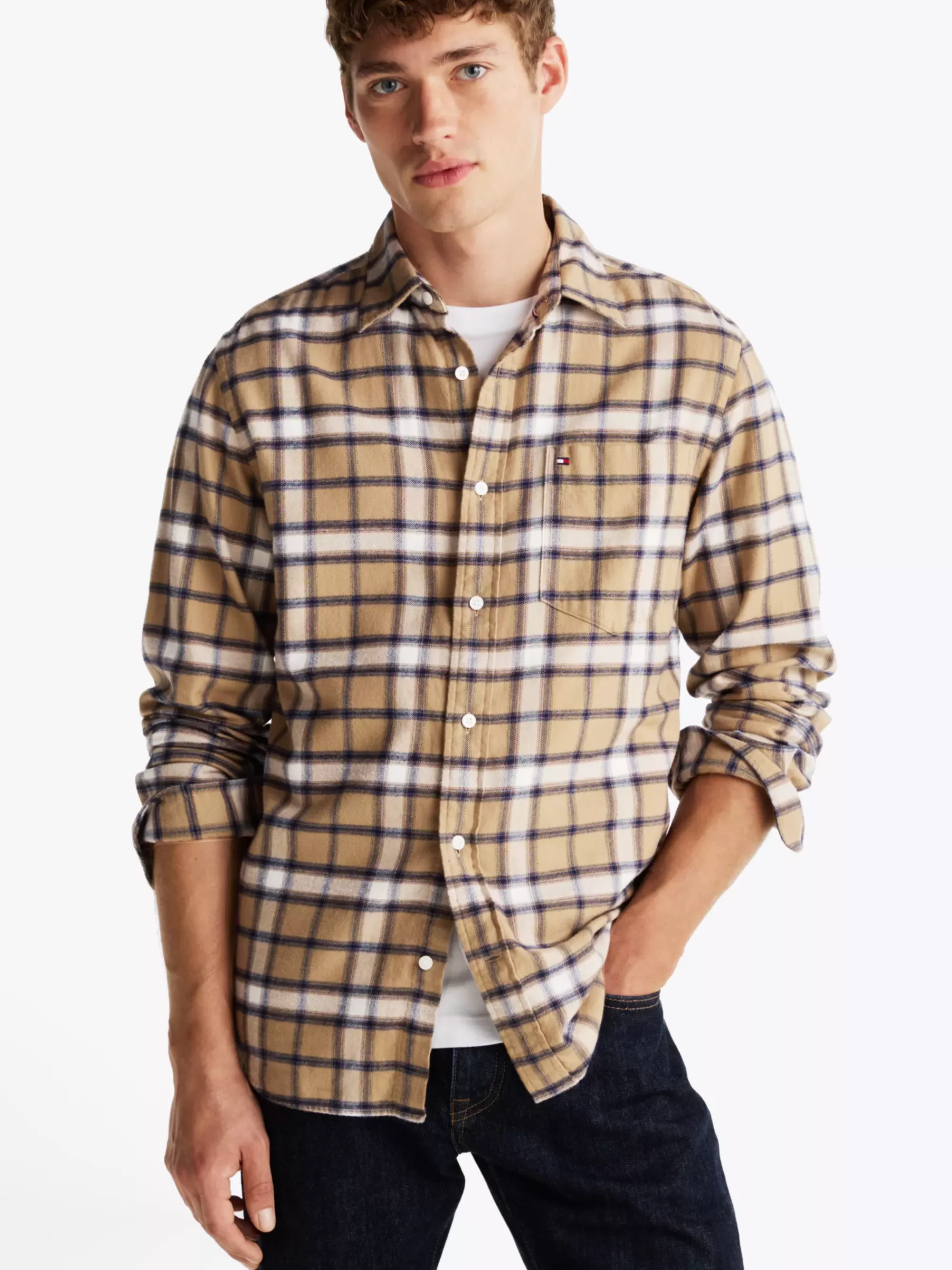 Overhemden*Tommy Hilfiger Regular Fit Overhemd Met Schaduweffectruit SAFARI CANVAS / MULTI